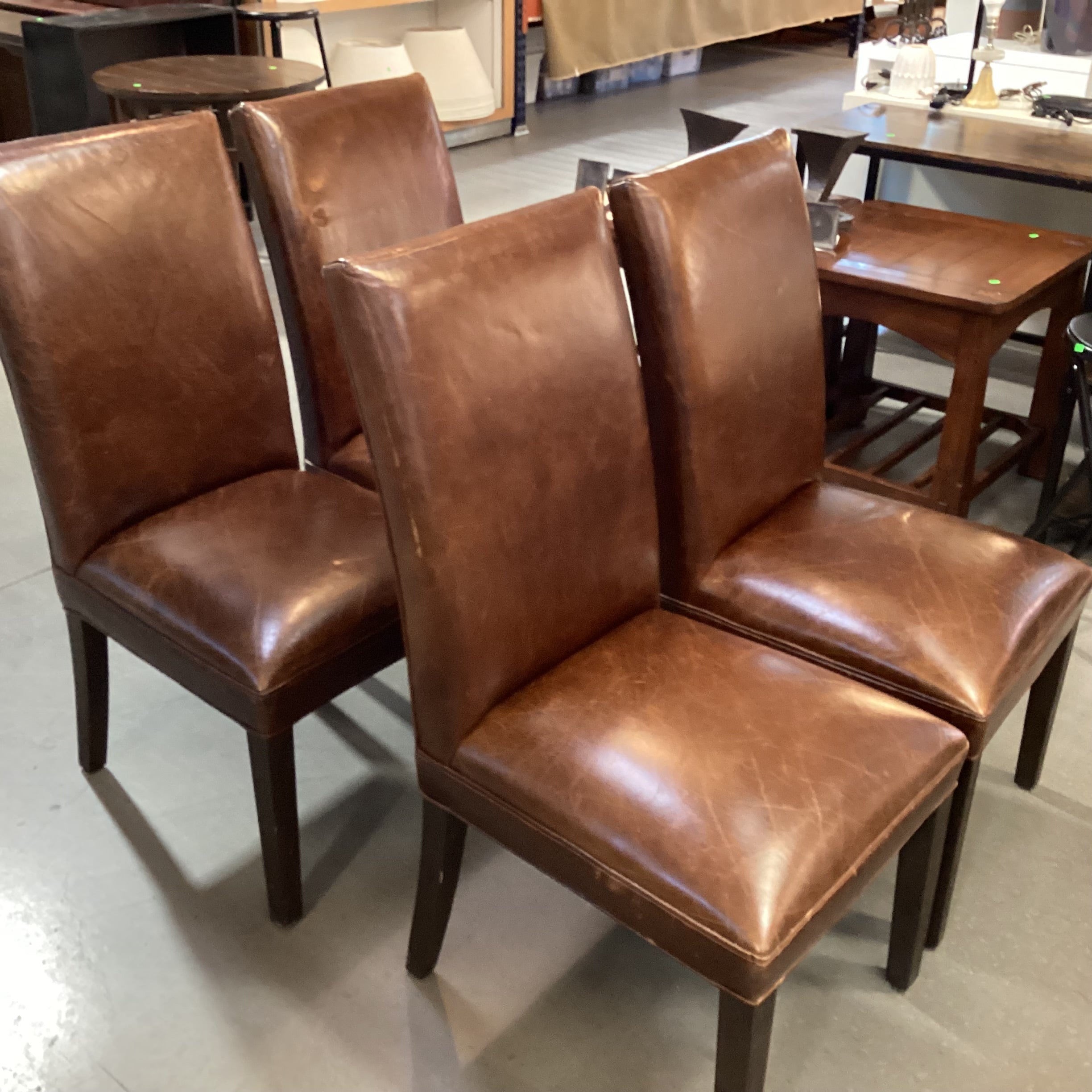SET of 4 Restoration Hardware Distressed Leather Dining Chairs 21"x 24"x 42"