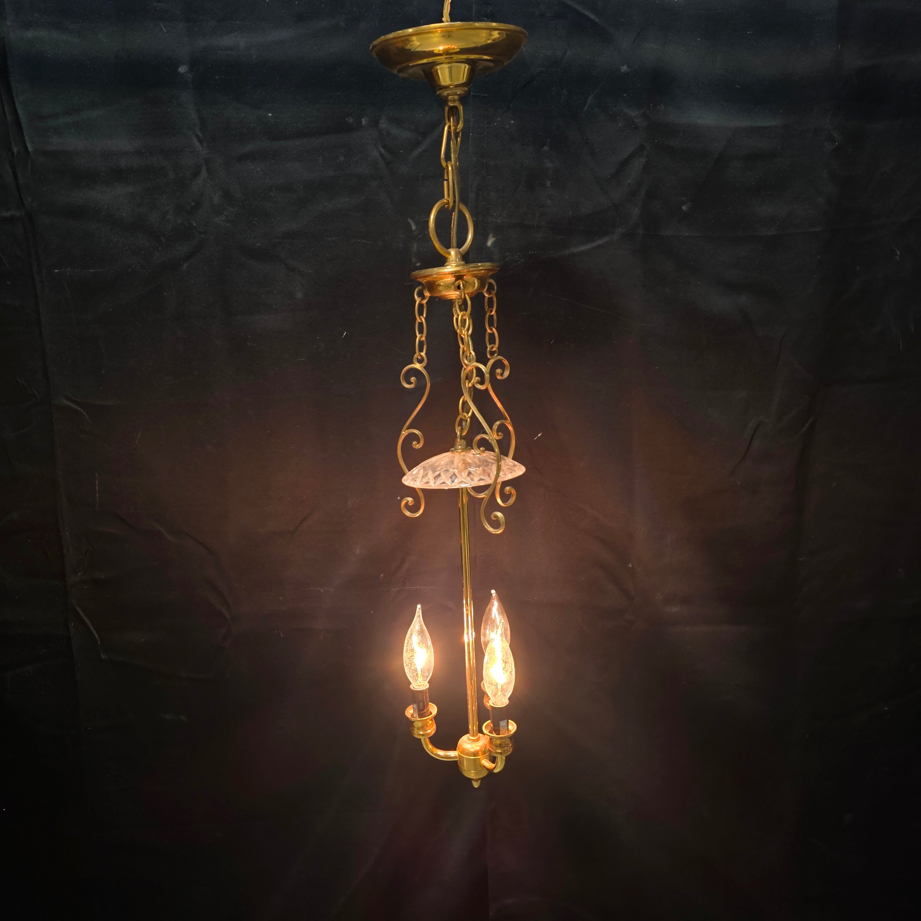 Sweet Three Light Brass Pendant Chandelier 6"Dx29"