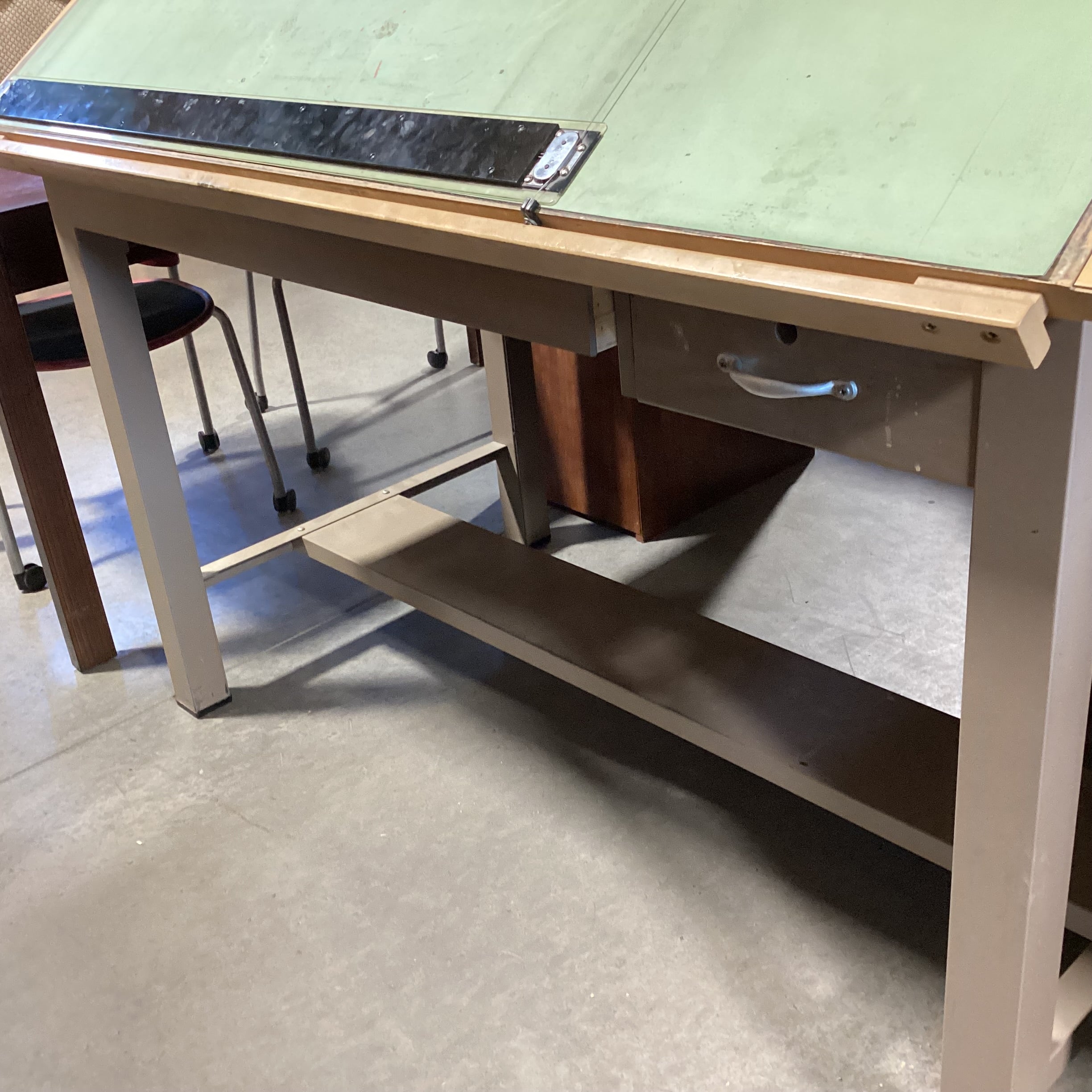 Wood & Metal Drafting Desk 60"x 38.5"x 36" to 58"