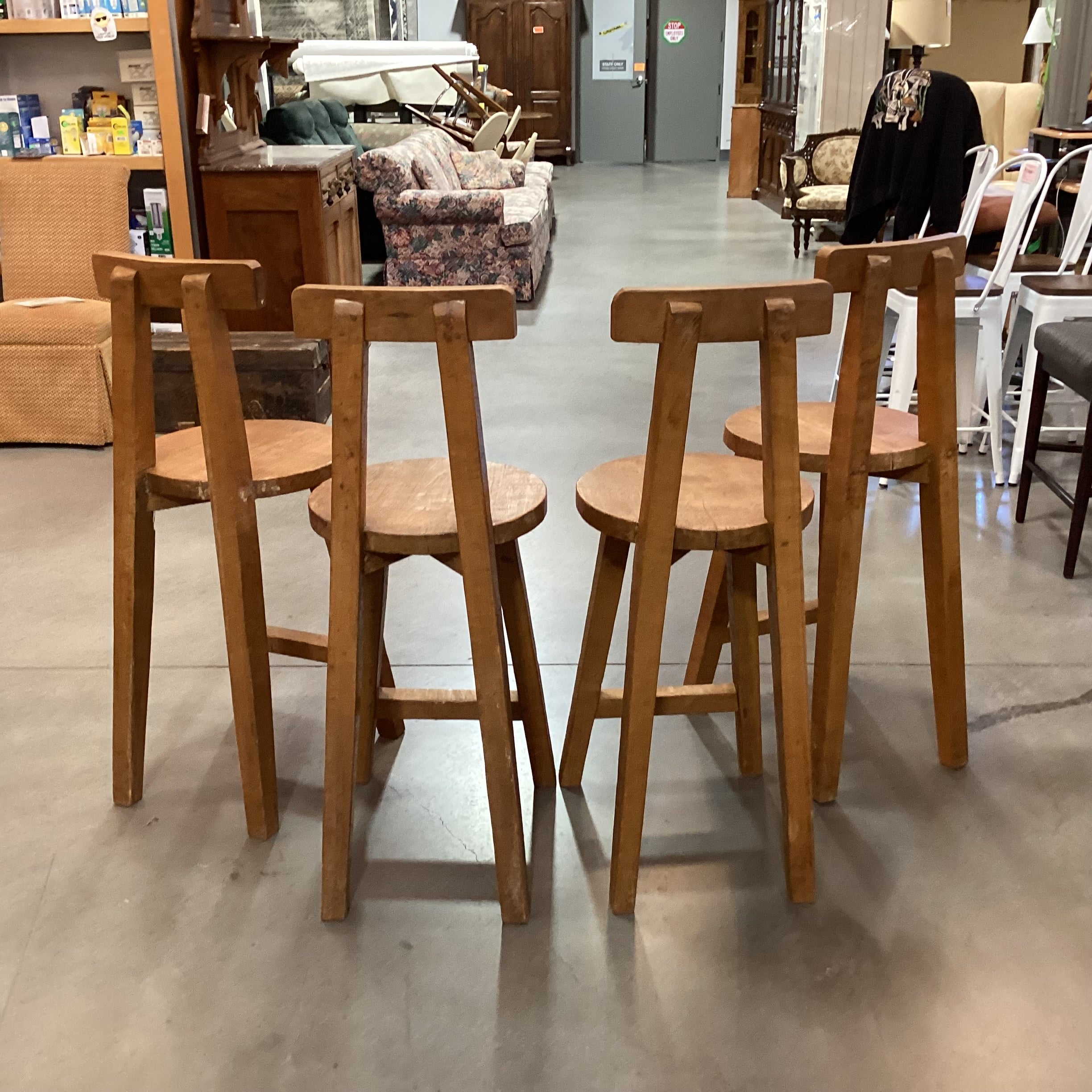 SET of 4 Hand Crafted Solid Wood Barstools 25.5"