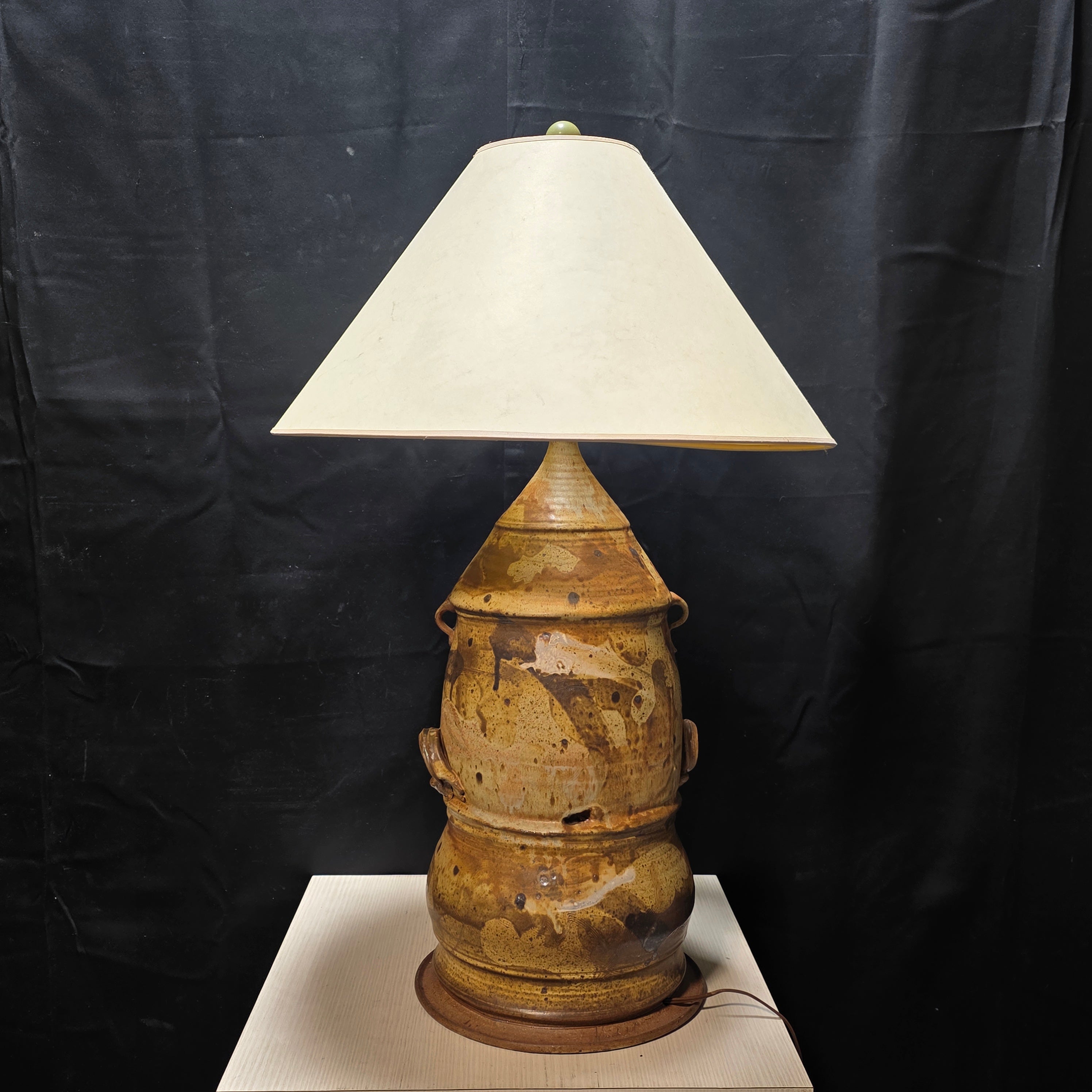 Signed "Kendall" Stoneware Pottery 60s-70s Table Lamp 21"Dx36"