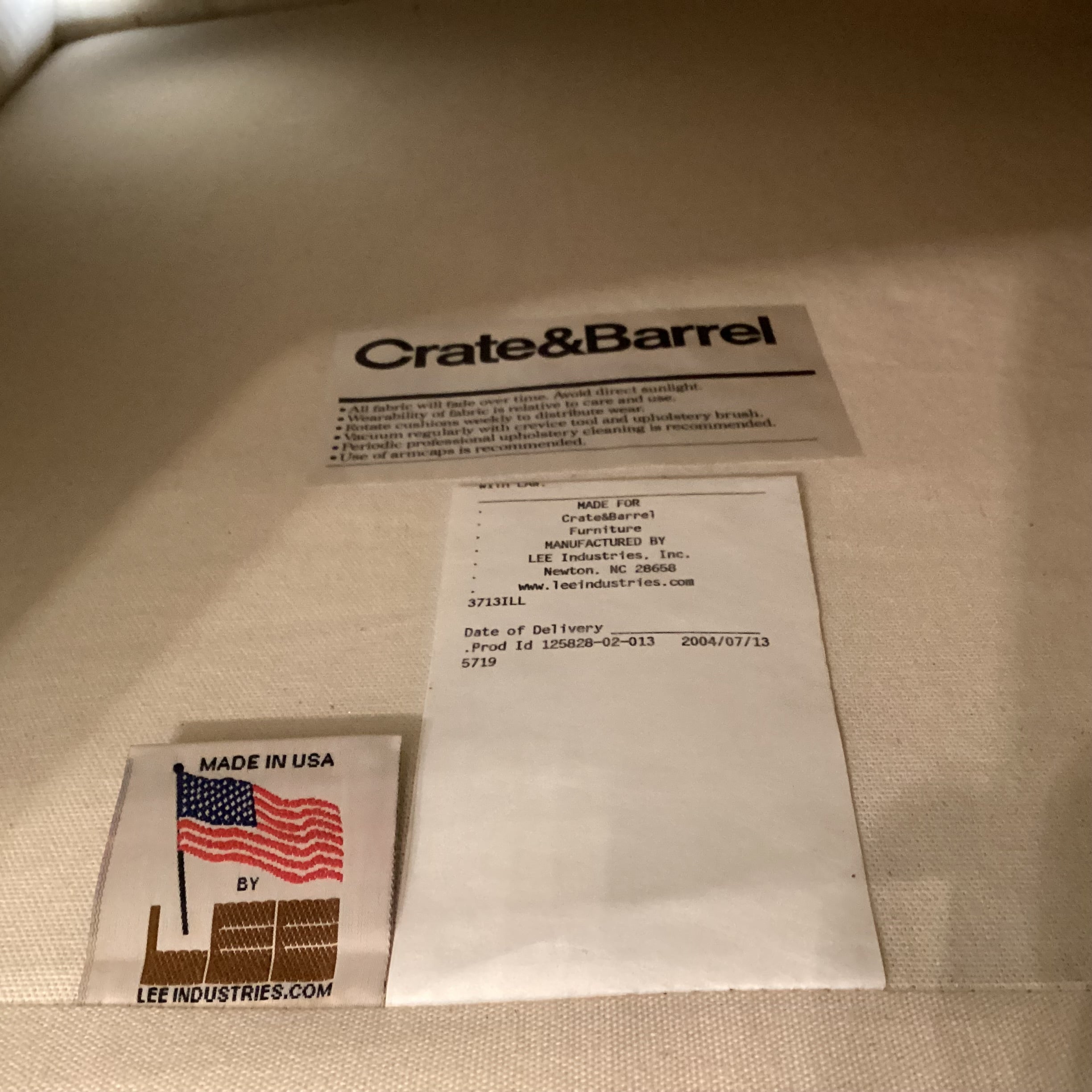 Crate & Barrel Lee Industries Sage with Gold Red Stripe Slipcovered Chair 33"x 36"x 32"