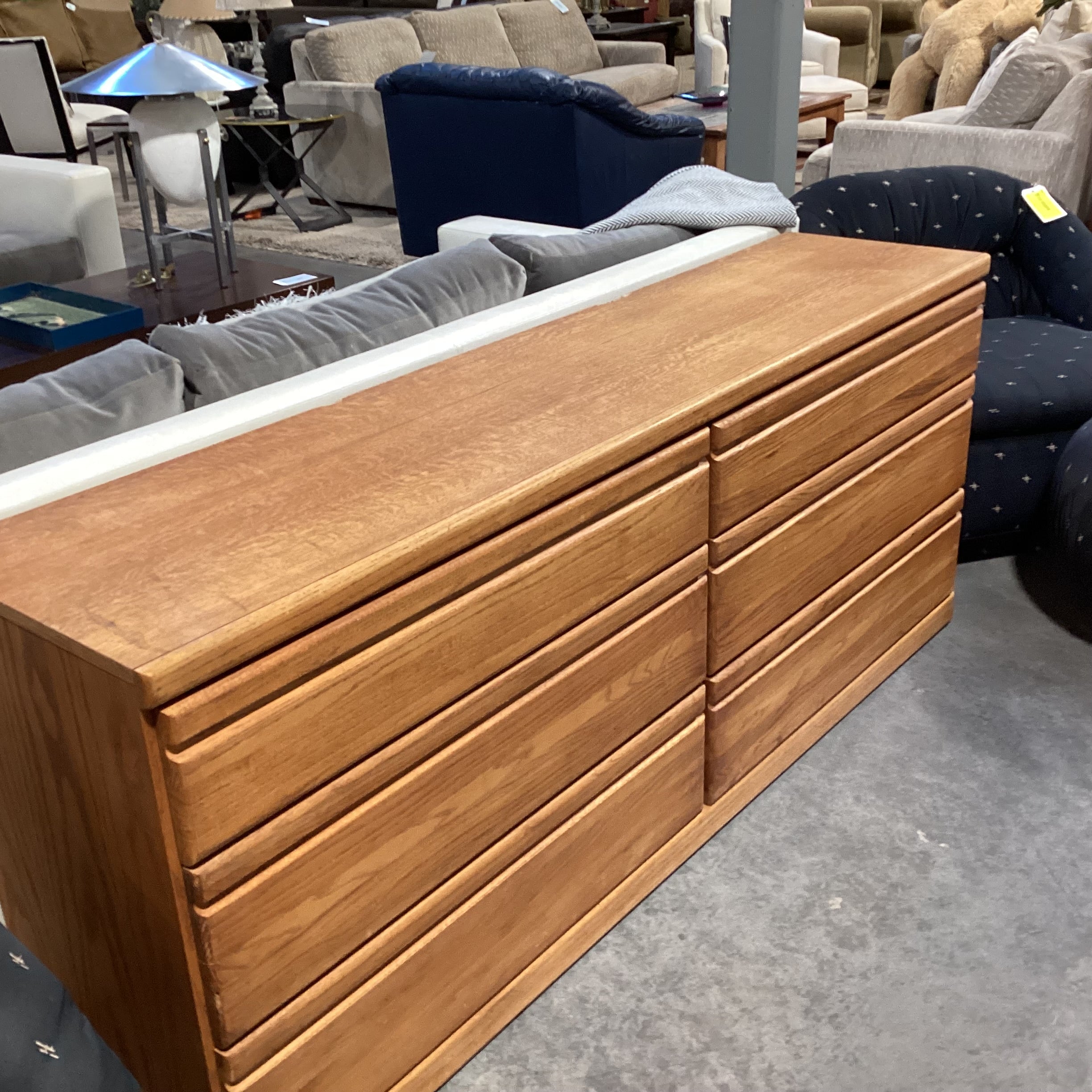 Wambold Furniture Oak & Veneer 6 Drawer Dresser 71.5"x 16"x 30"