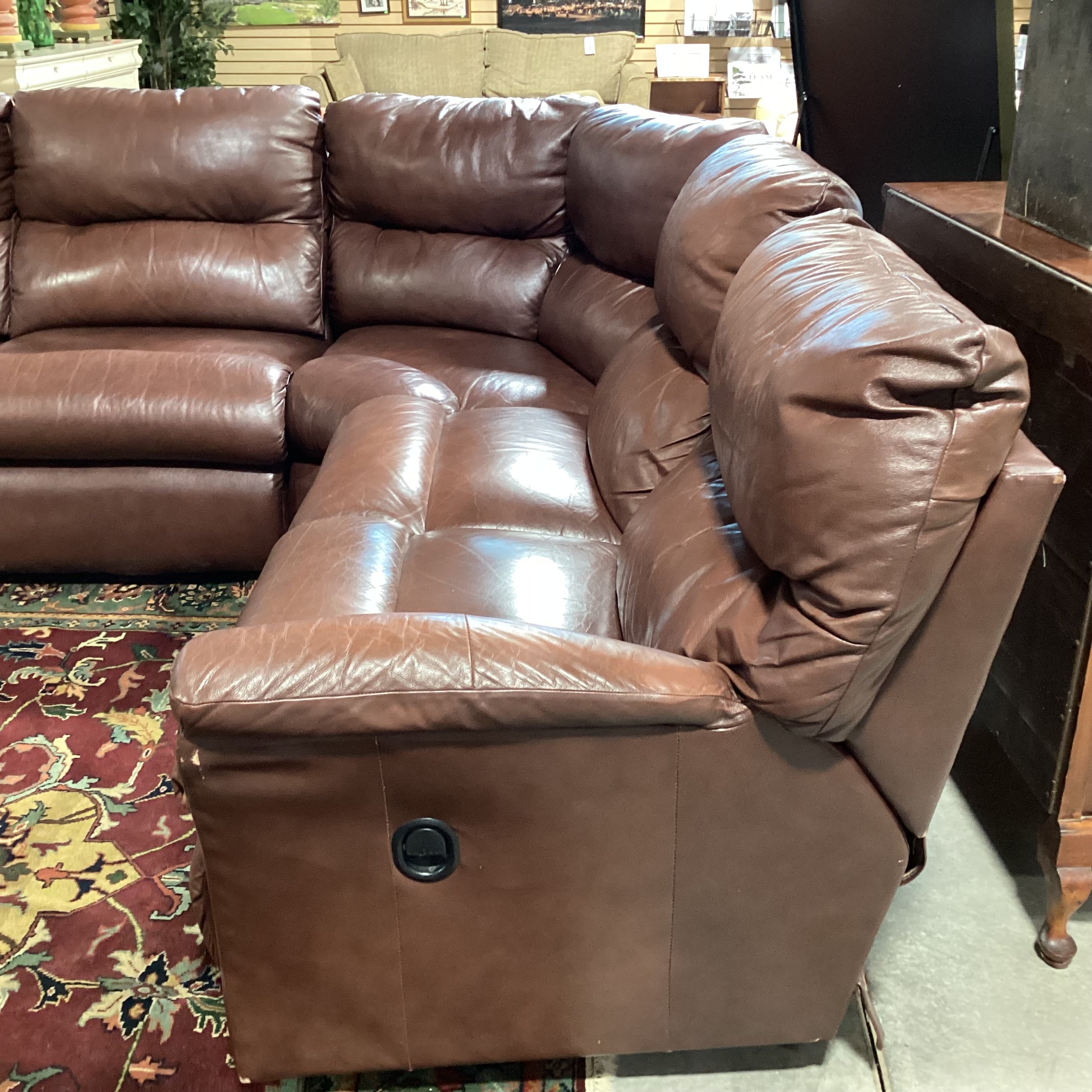 La-z Boy Brown Leather with End Recliners & Chaise 4pc Sectional 140"x 96"x 40"x 30"