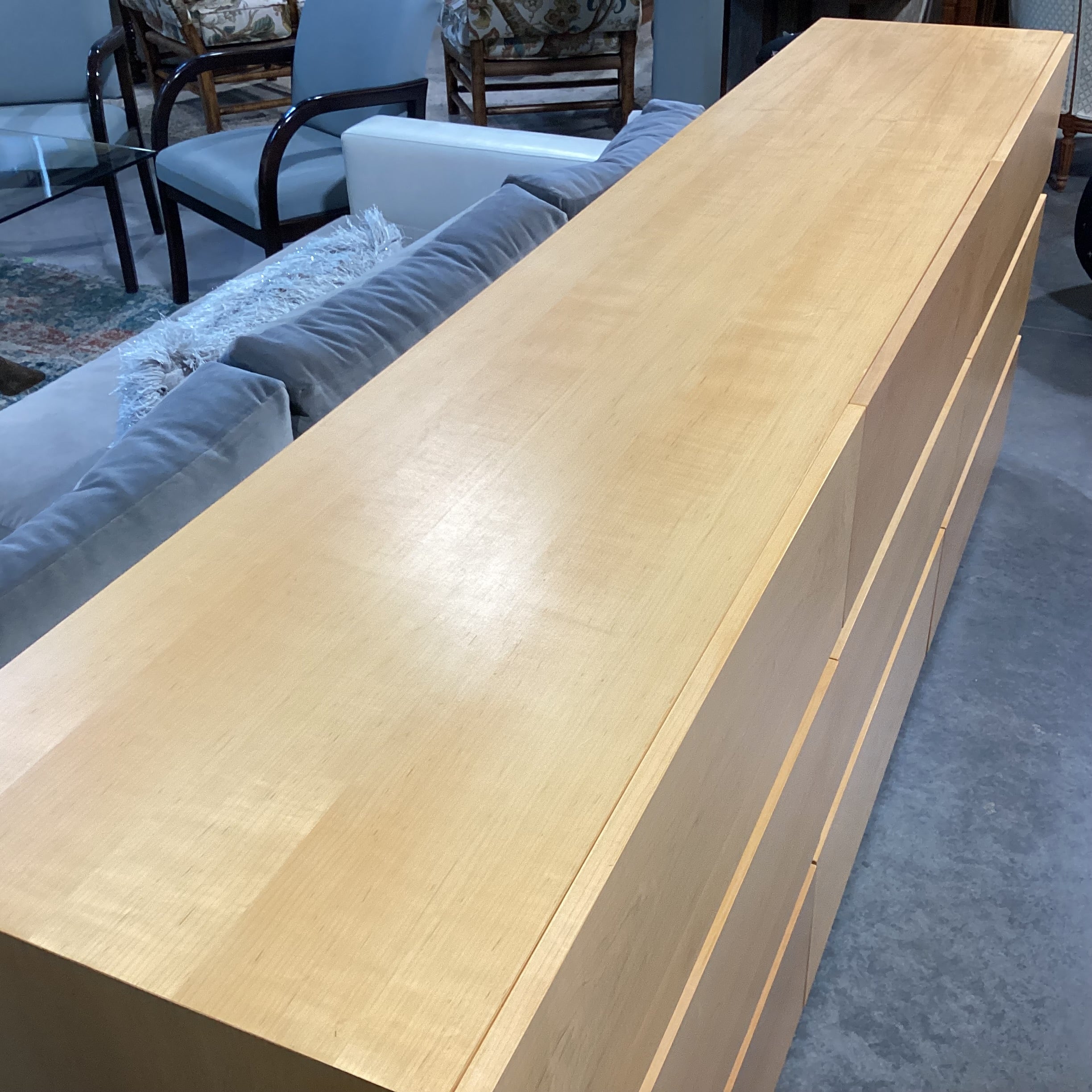 Custom Natural Maple 9 Drawer Dresser 96"x 19"x 36"