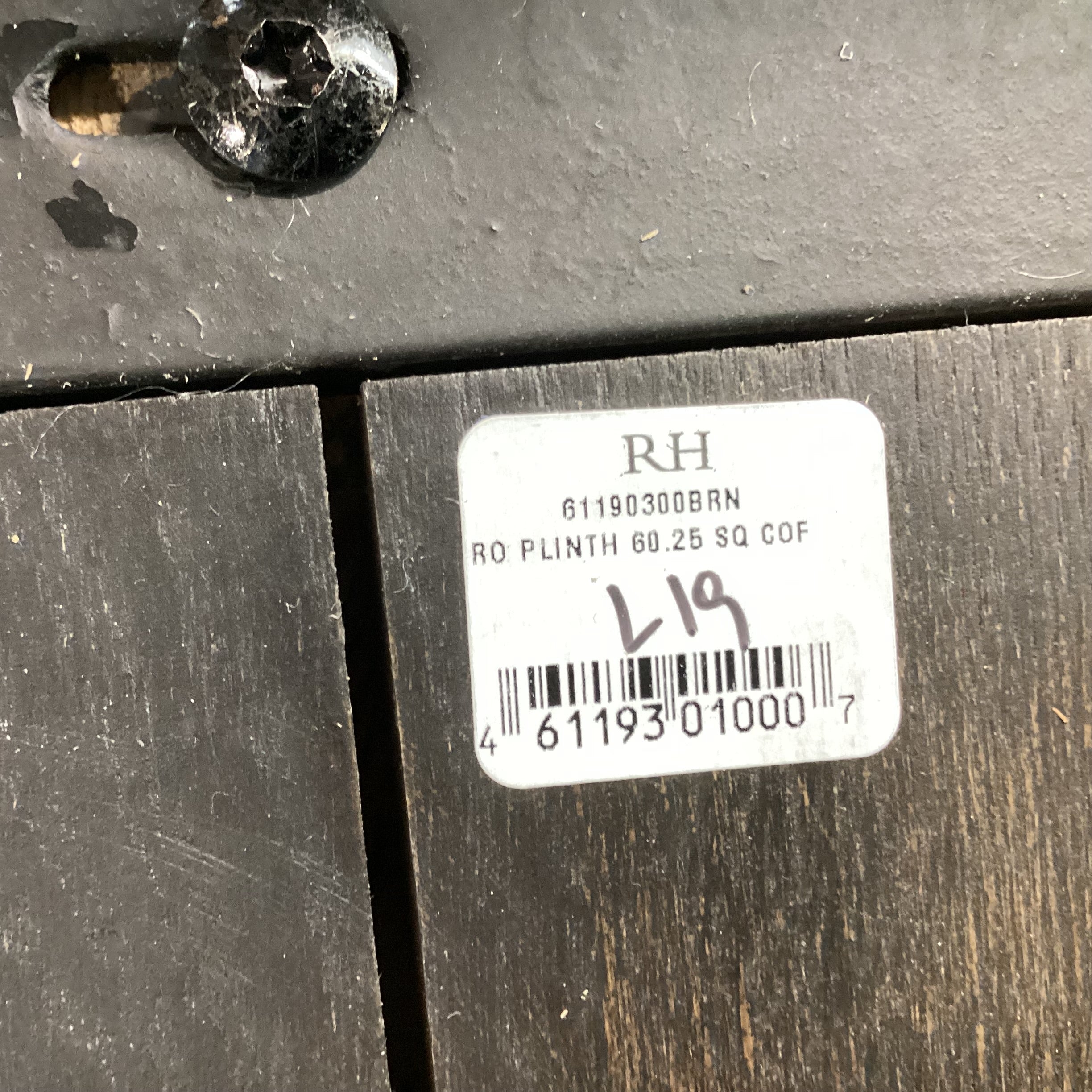 Restoration Hardware Reclaimed Finish Oak Plinth Square Coffee Table 60"x 60"x 14"