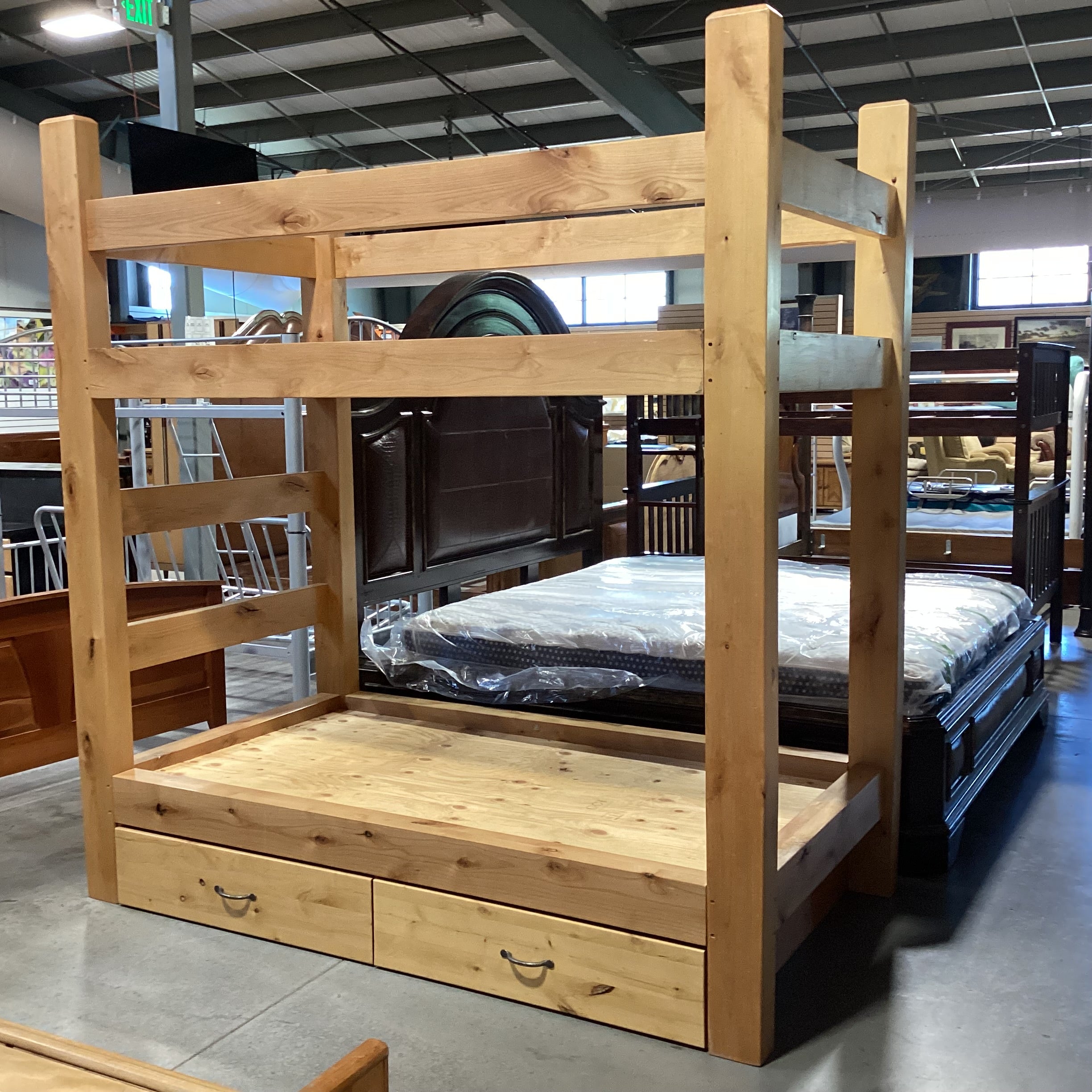 Twin Over Twin Solid Wood with 2 Drawer Storage Bunk Bed Set 46"x 84"x 88"