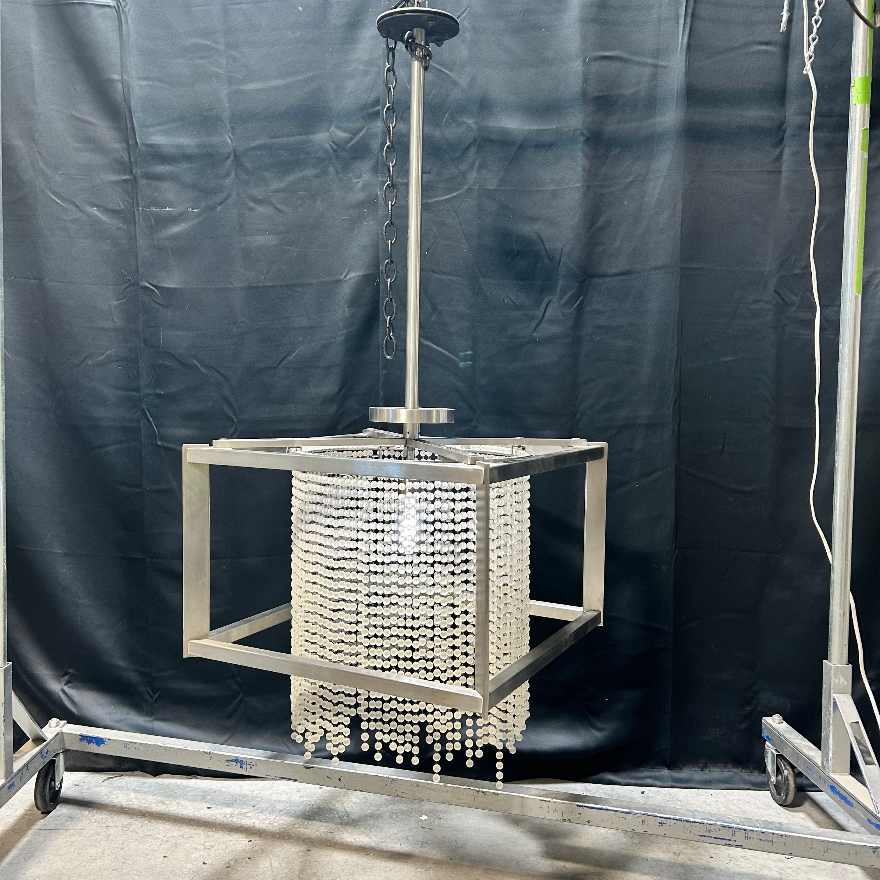 Raindrop Chandelier With Chrome Steel Frame 22.5"x22.5"x 50"