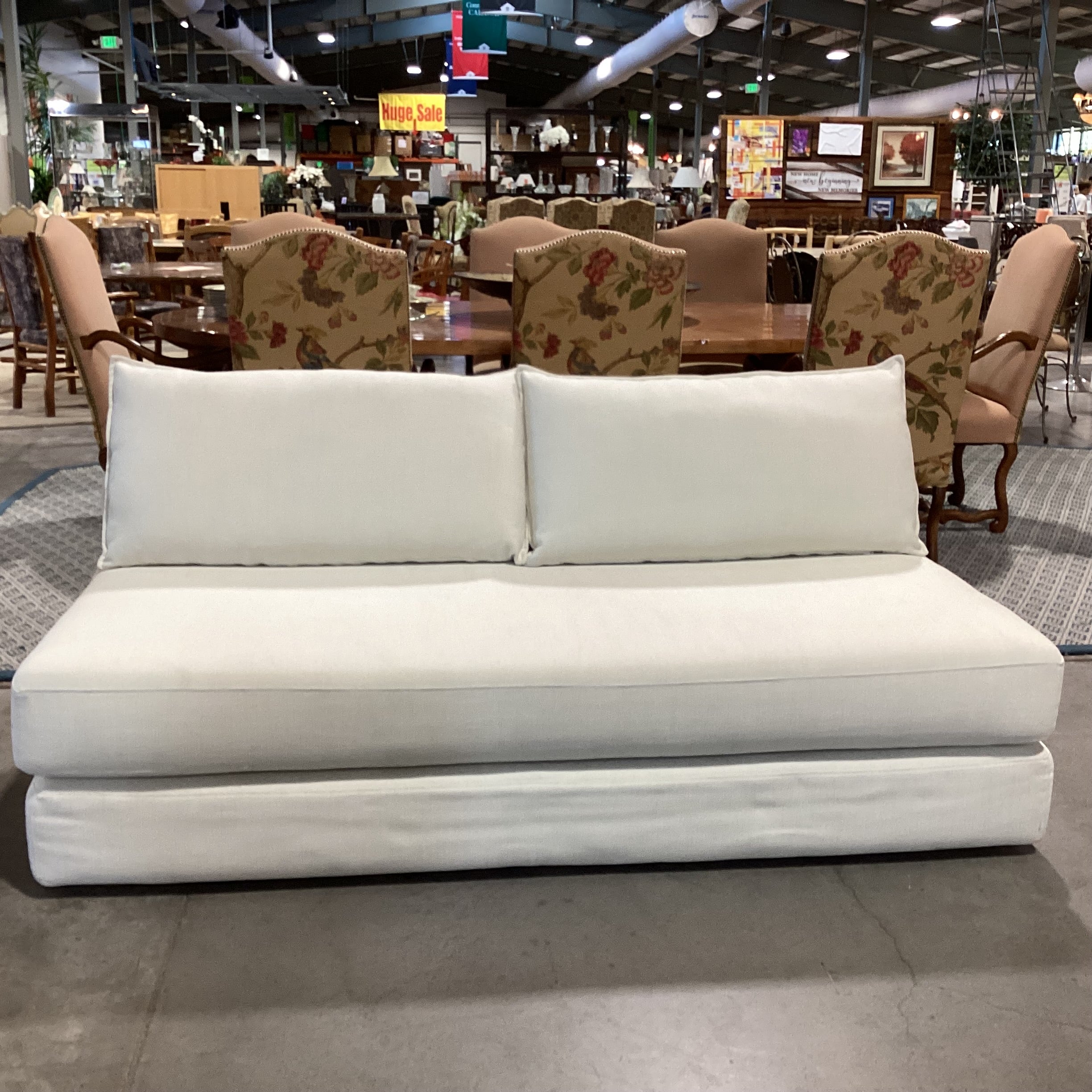 Article Braam Vintage White Convertible Cushion Bed Sofa 75"x 36"x 25"