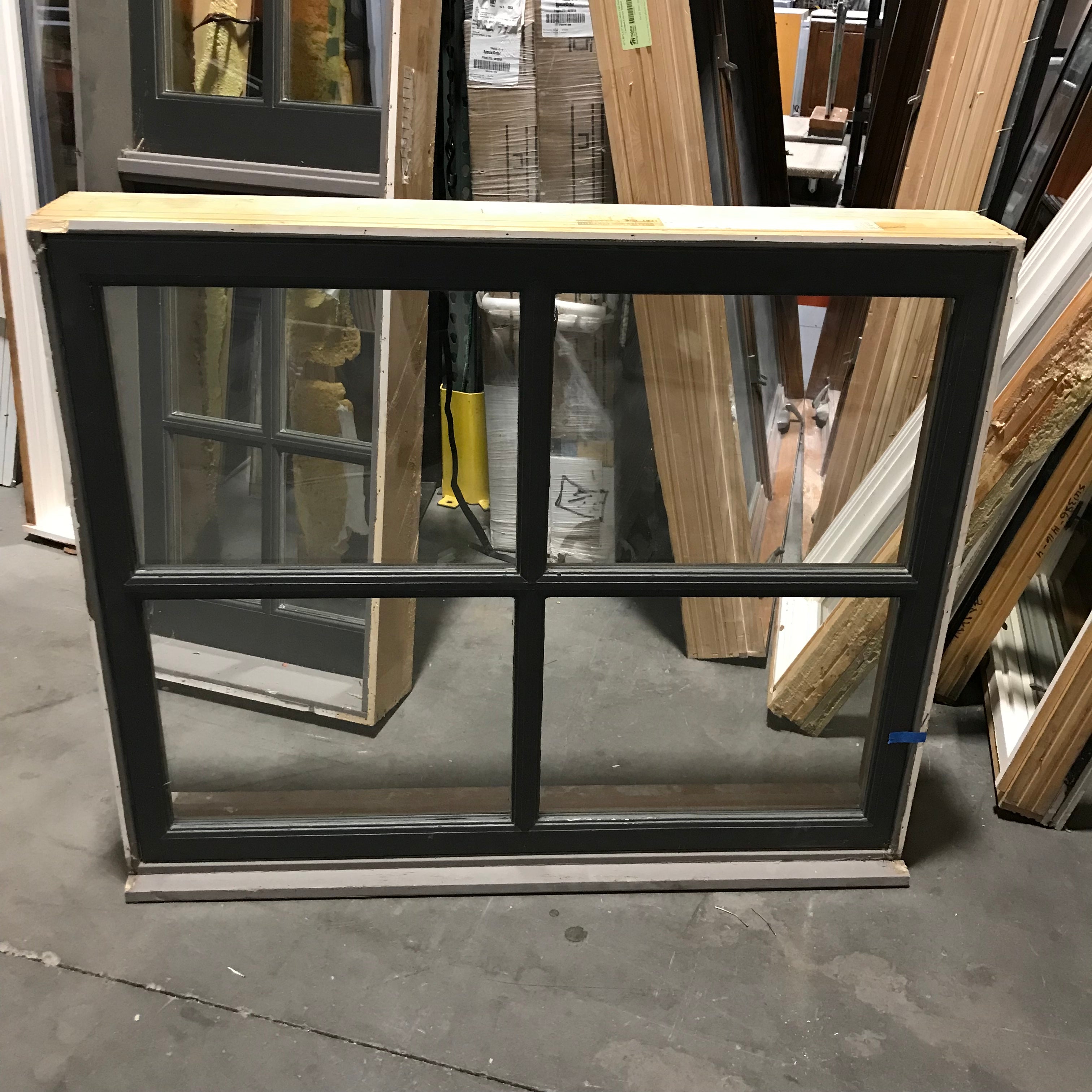 48"x 39.25"x 7" Gray Wood Clad 4 Pane Fixed Exterior Window