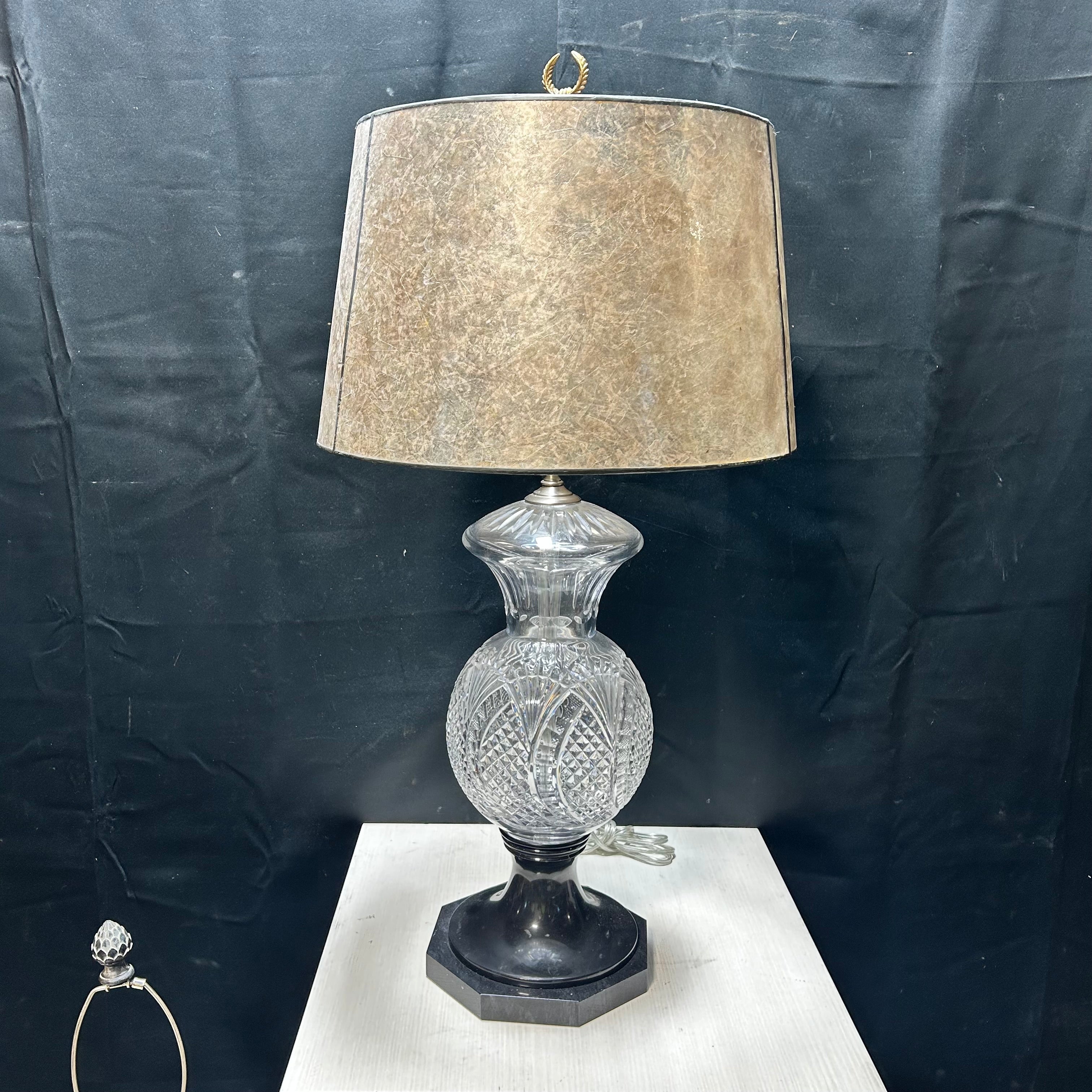 Waterford Crystal Black Onyx Table Lamp 8.5"x 33"