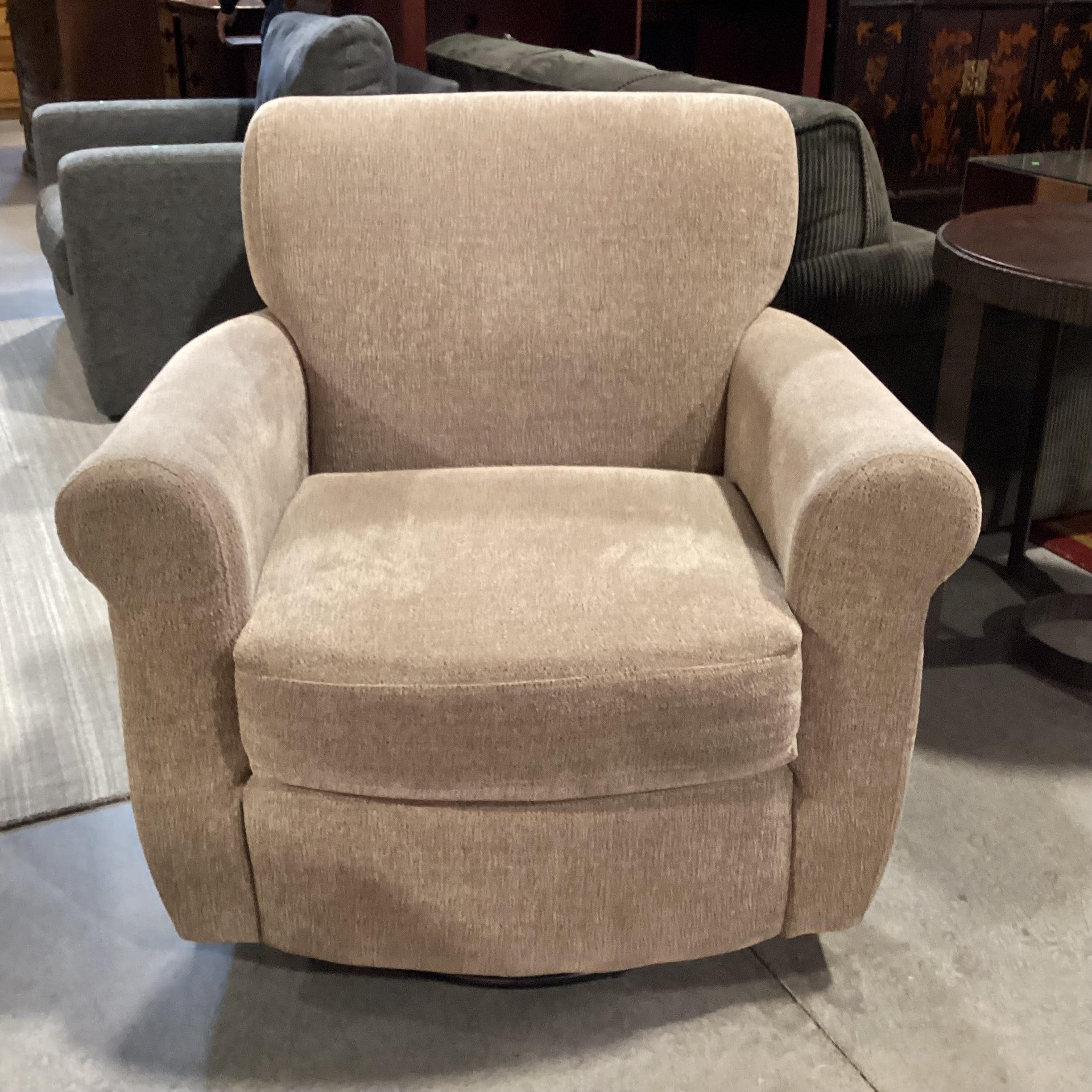 Best Chairs Beige Woven with Ottoman Swivel Rock Chair 36"x 31"x 37"