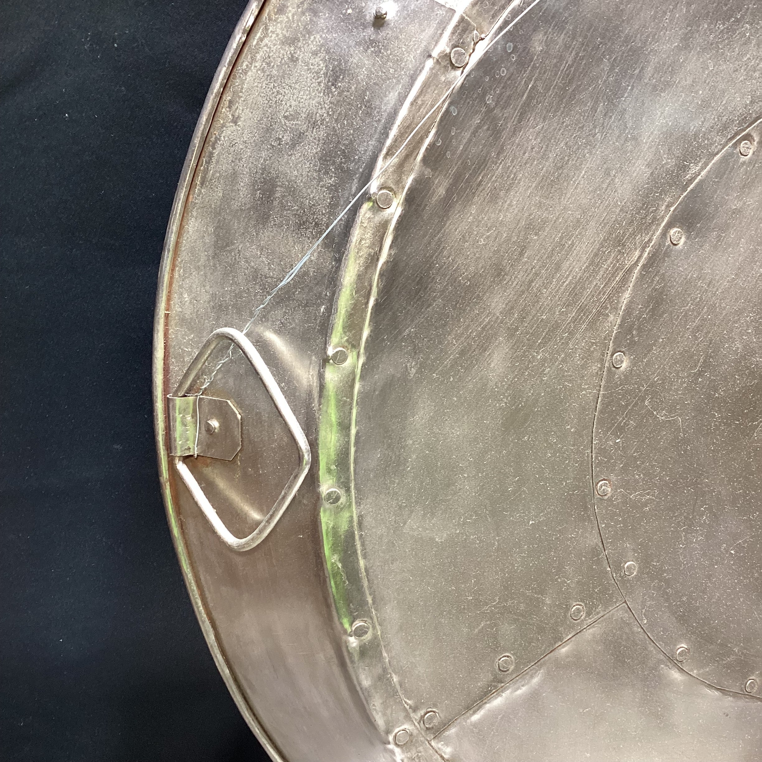 Interlude Home Rustic Silver Metal Hanging Tray/Pan 27" Diameter