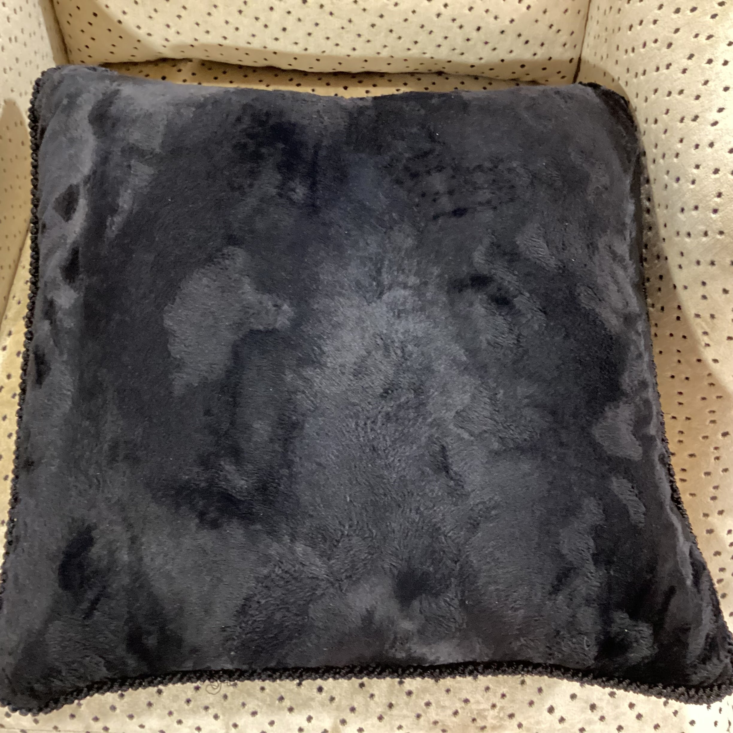 Custom Black Textured Animal Faux Fur with Piping Down Accent Pillow 20"x 20"
