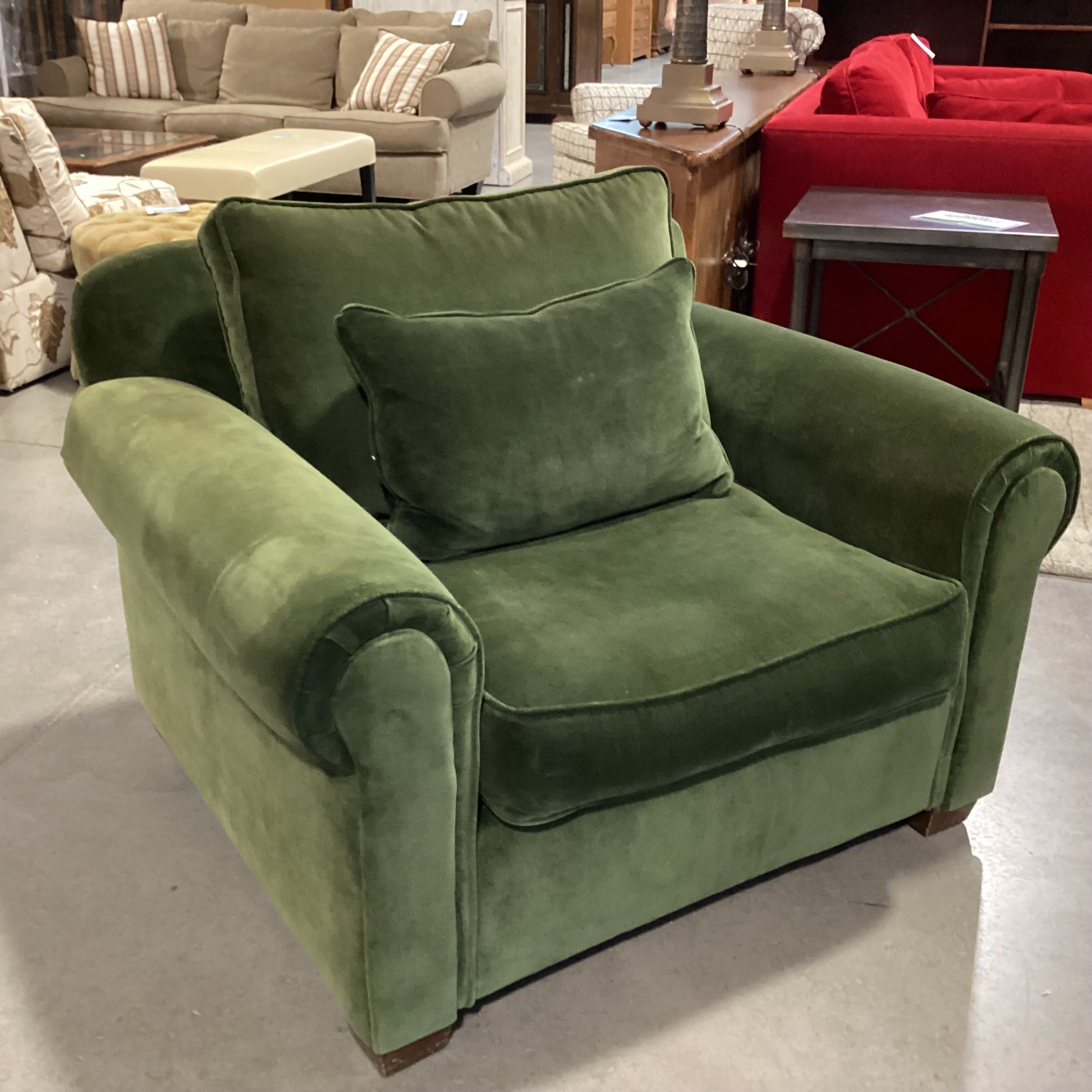 Pottery Barn Green Velvet Down Mix Chair 46"x 38"x 32"