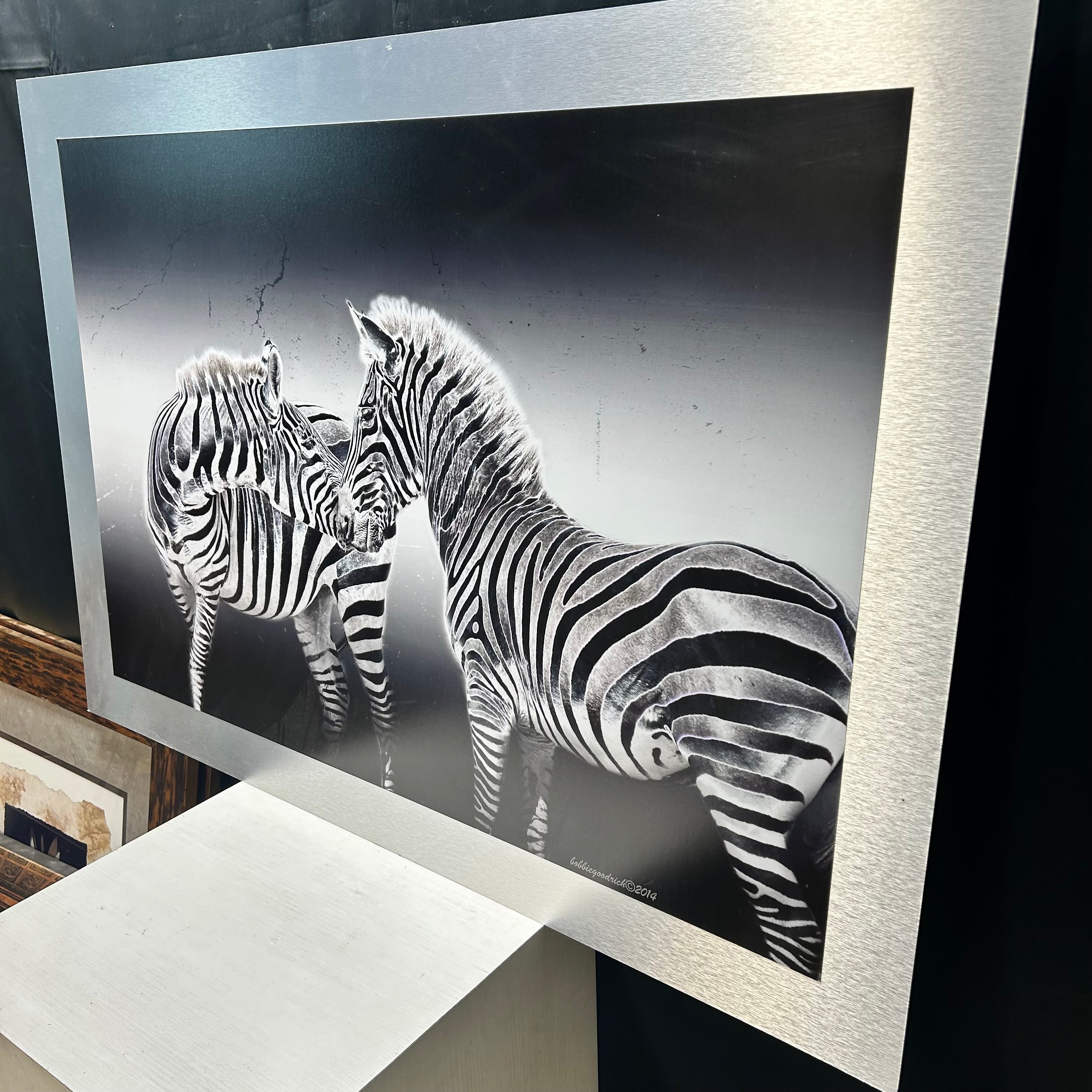 Bobbie Goodrich Zebra Print On Metallic Board 49.5"x 35"