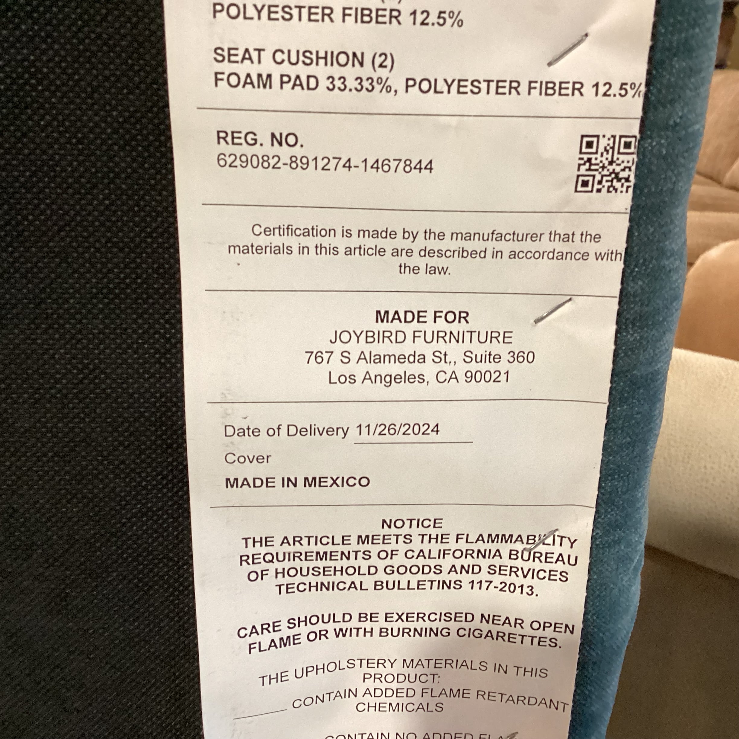 Joybird Furniture Teal 2 Piece Bryant Daybed Double Chaise Sectional 73"x 68"x 27"