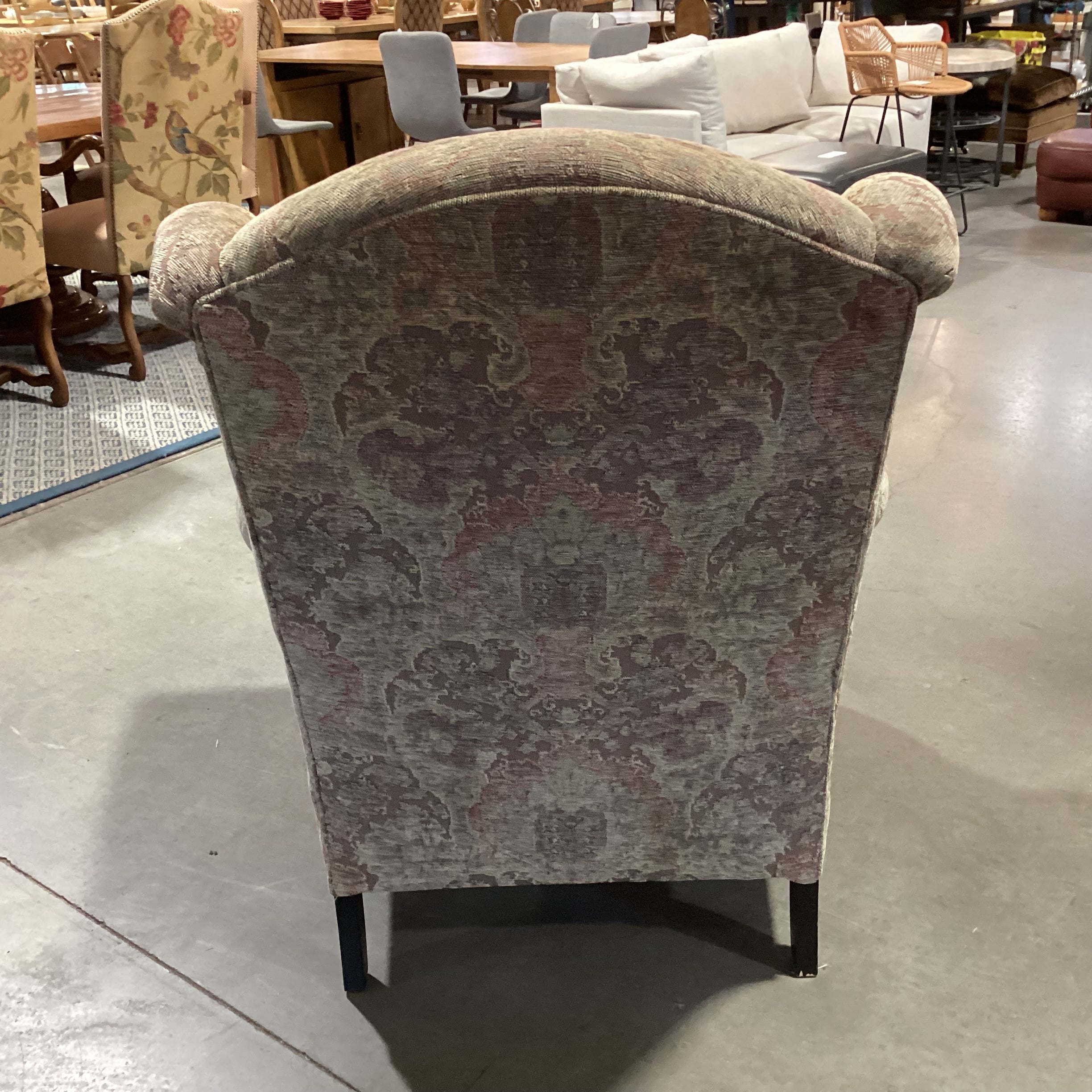 Arhaus Brown & Sage Chenille Woven with Nailhead Wing Chair 38"x 38"x 44"