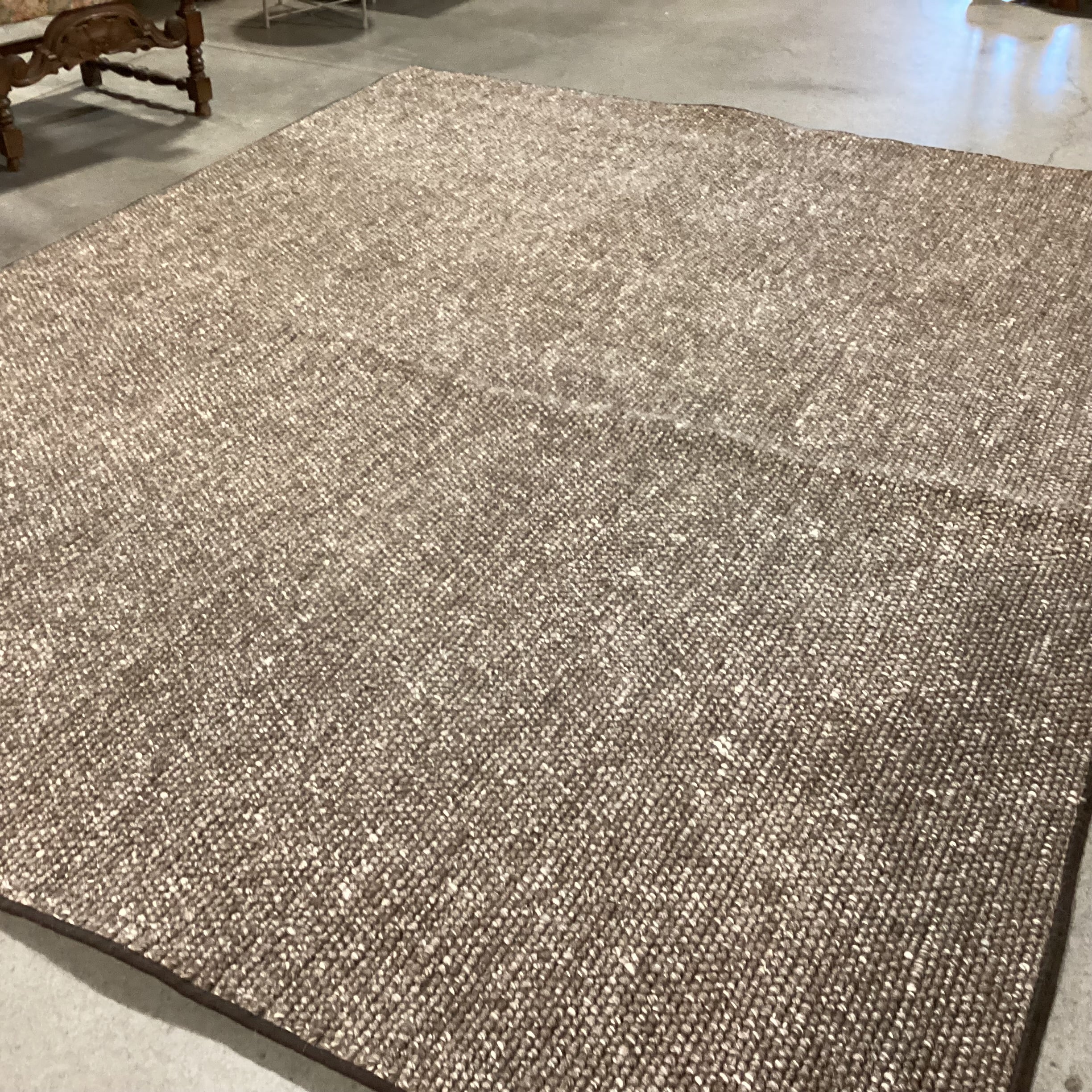 Custom Taupe Brown Loop Woven Wool with Pad Rug 8'x10'