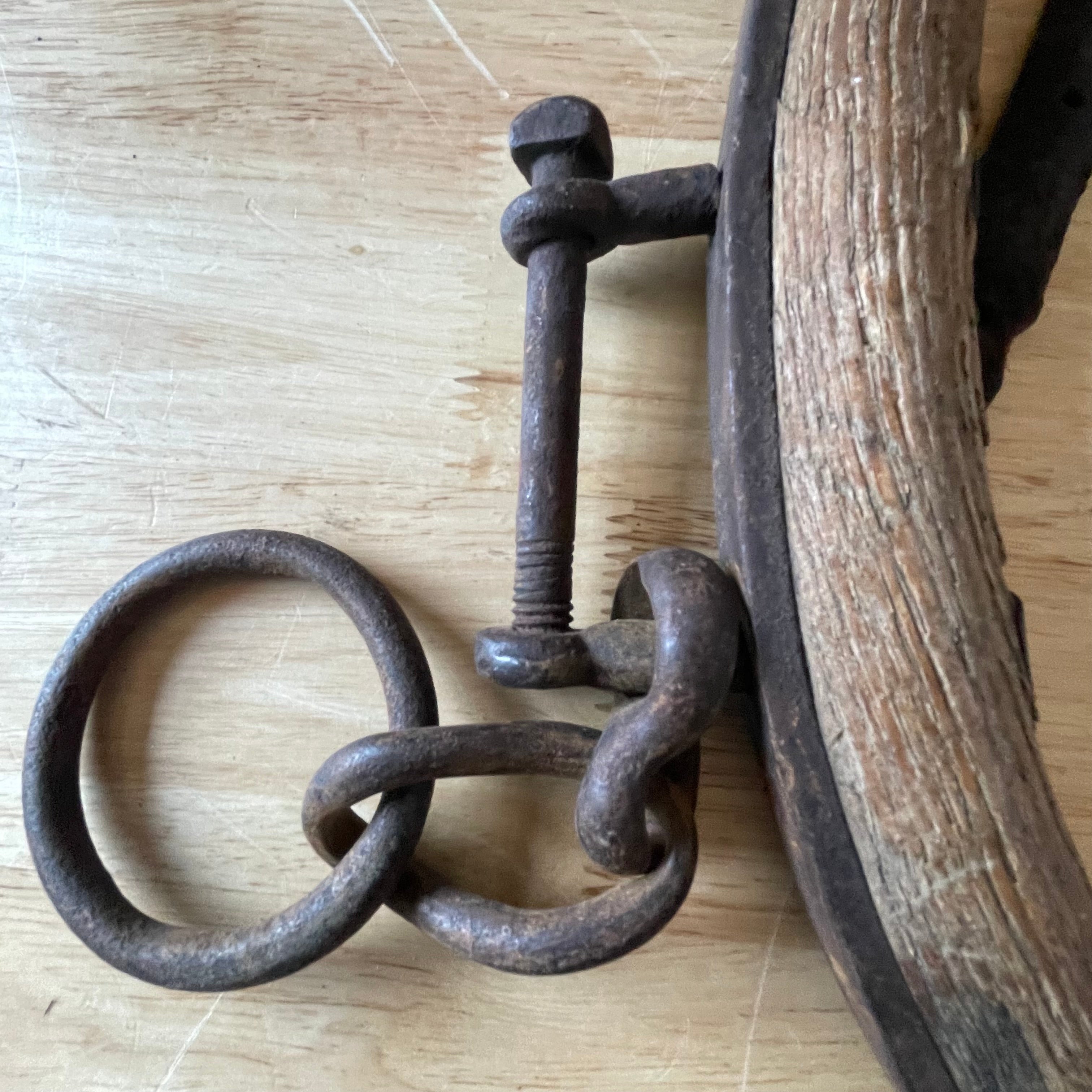 Antique Rustic Wood/Cast Iron Horse Hames, Pair, 21"