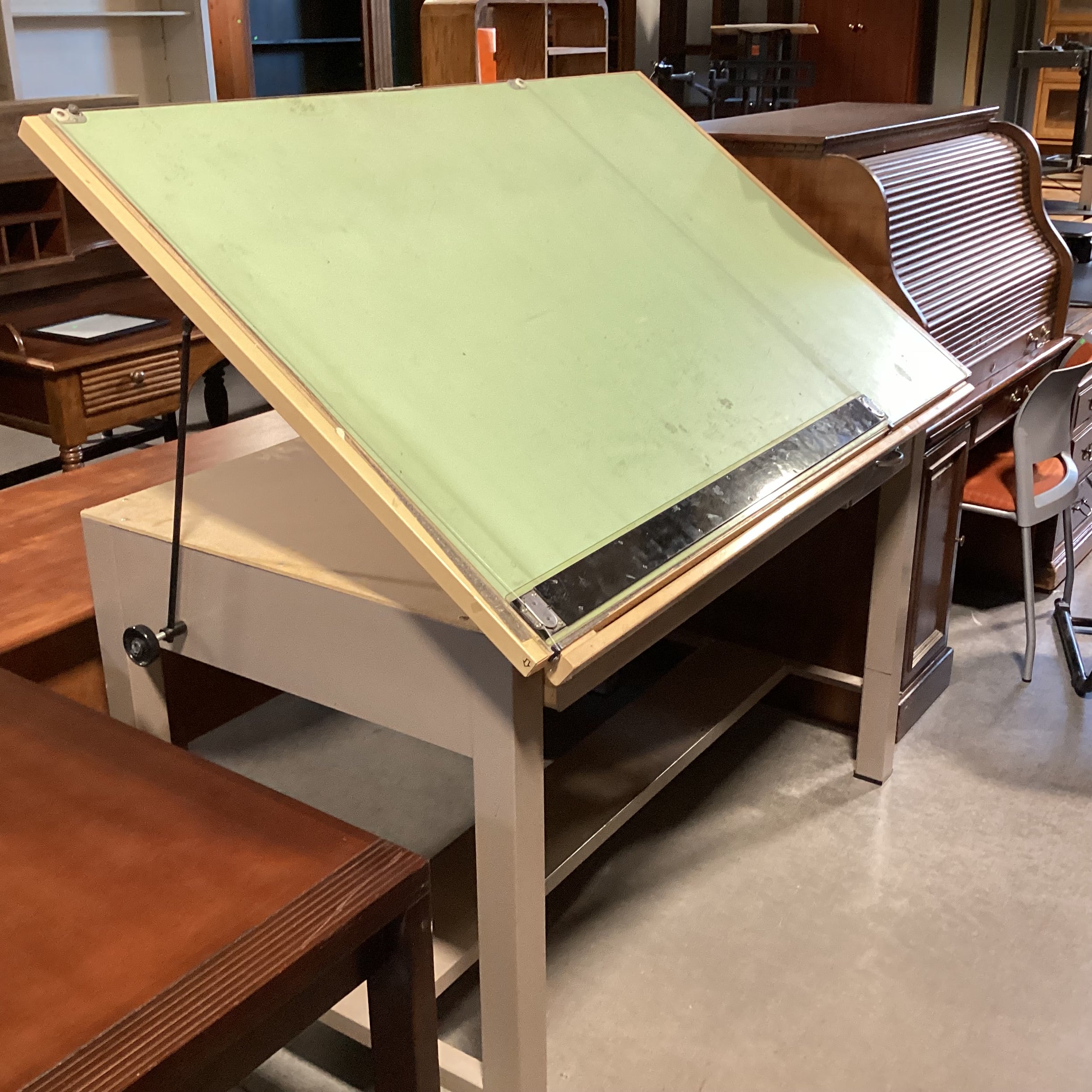 Wood & Metal Drafting Desk 60"x 38.5"x 36" to 58"