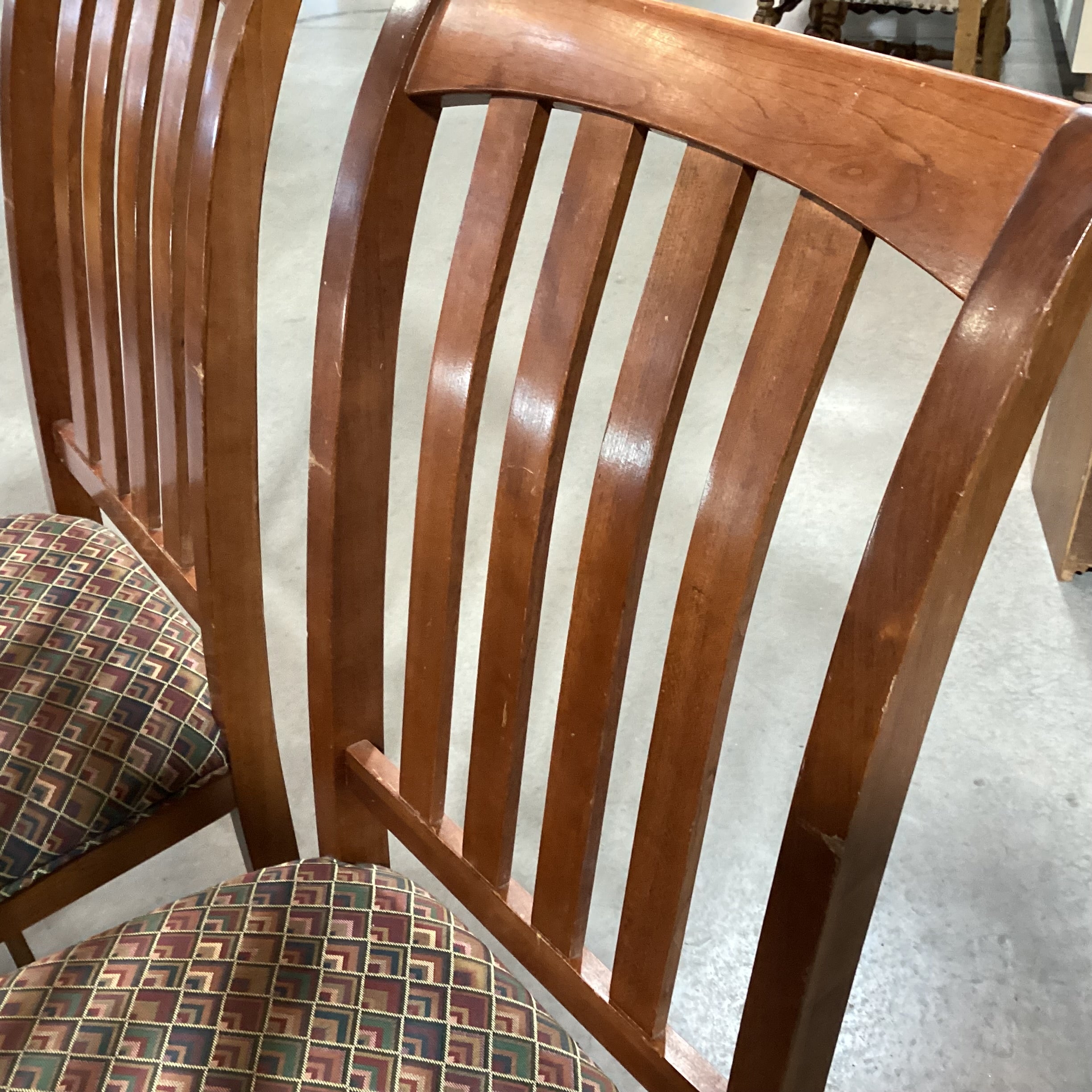Set of 6 Carved Wood Slat Back with Upholstered Seat Dining Chairs 23"x 23"x 41"