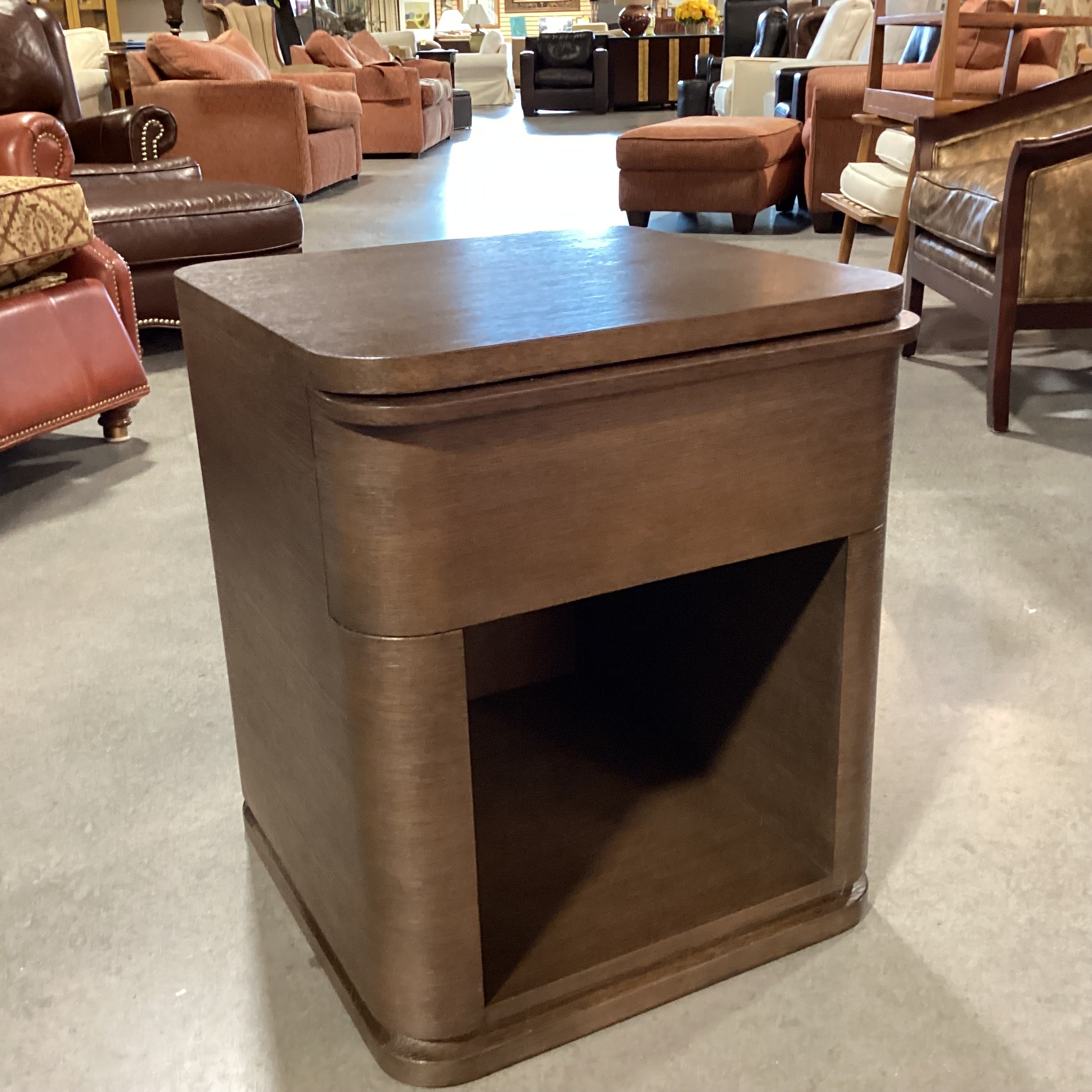 Restoration Hardware Contemporary Dark Finish Oak 1 Drawer with Cubby End Table 20"x 21"x 24.5"