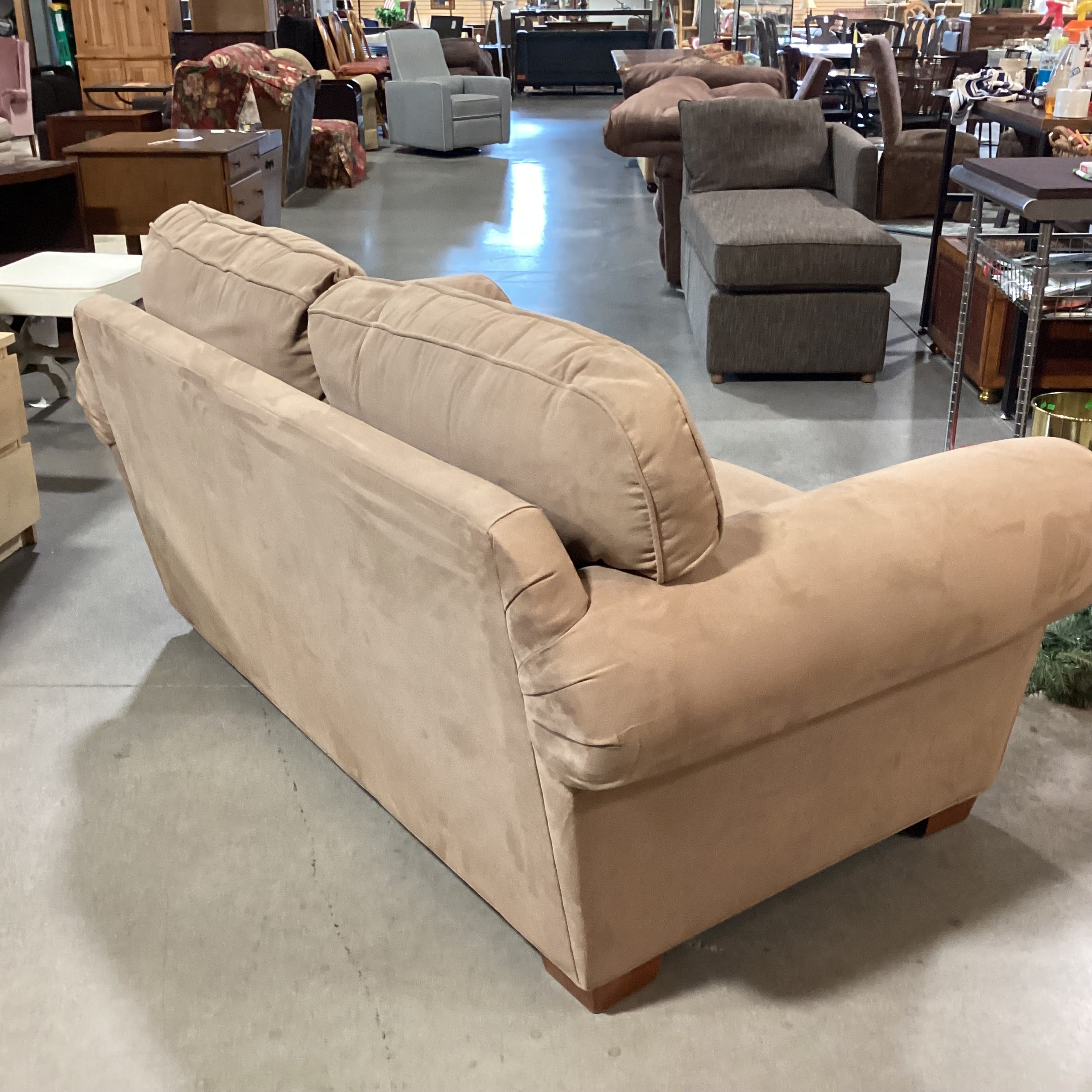 HM Richards Light Brown Ultra Suede Loveseat Sofa 74"x 40"x 29"