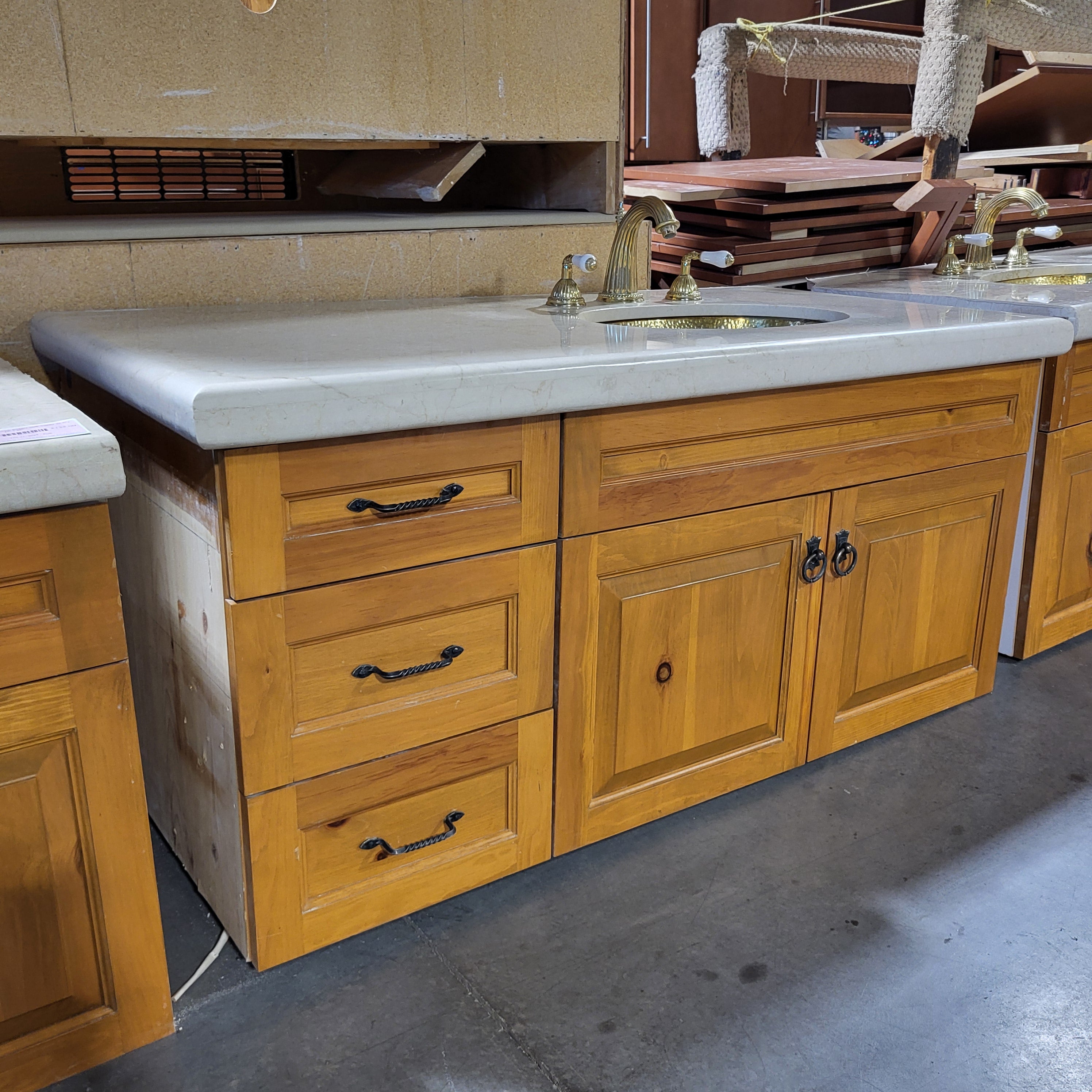 Granite Top 3 Drawer 2 Door Vanity 53"x 26"x 25"