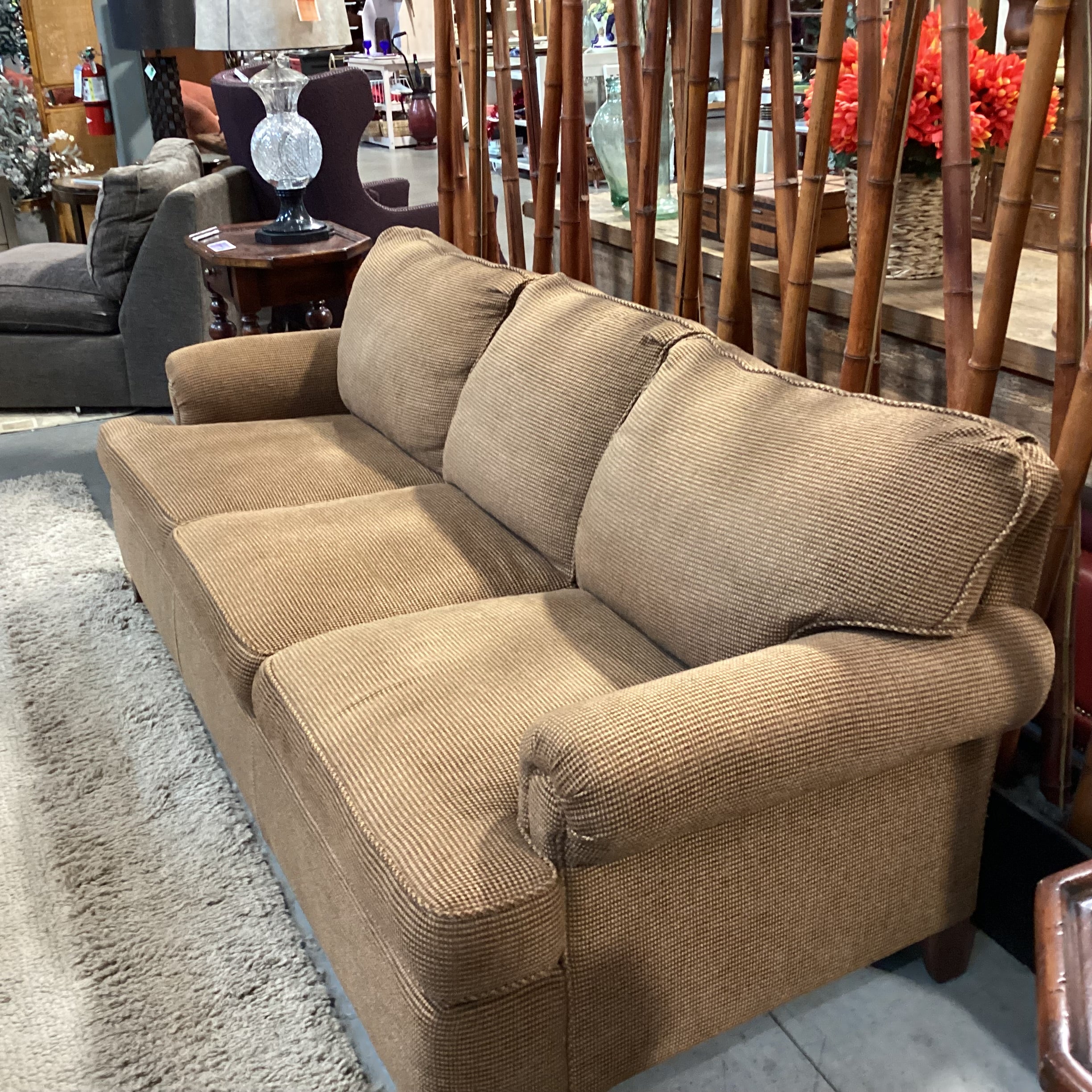 Brown & Tan Wool Blend Woven Sofa 84"x 35"x 32"