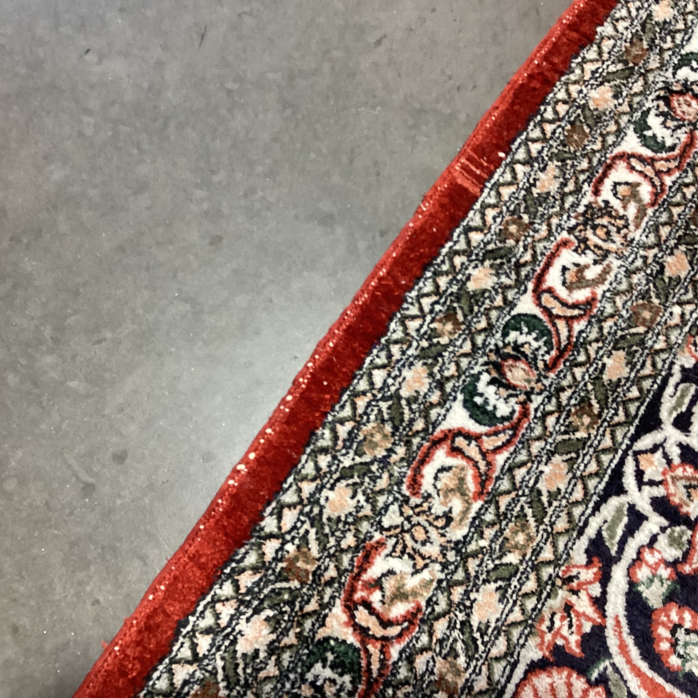 Ivory Rust Coral Blue Green Hand Woven Silk Rug 9'10"x 15.5"