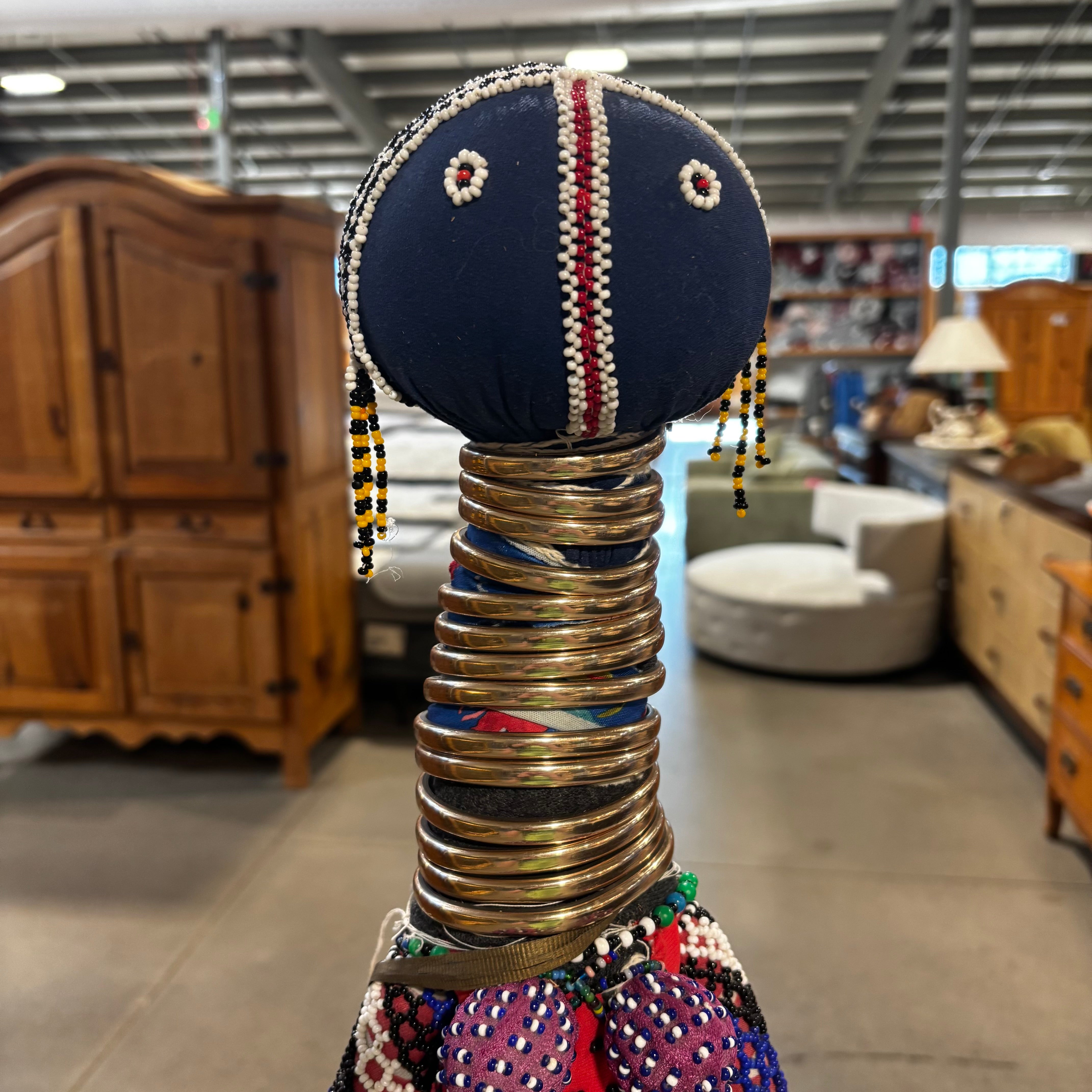 Vintage Handcrafted South African Ndebele Fertility Doll 8.5"x 60"