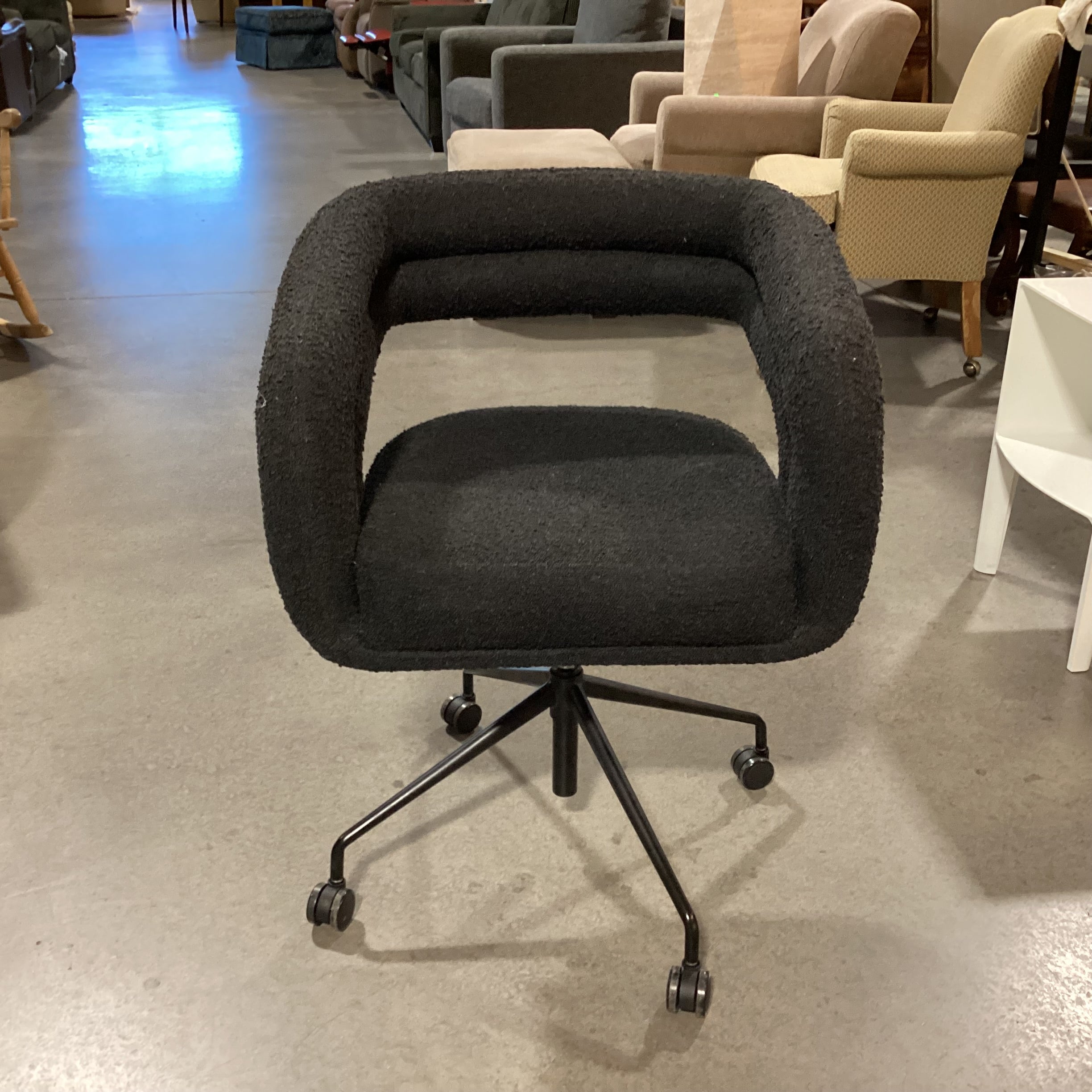 Rove Concepts Black Chatou Boucle Adjustable Office Chair 26"x 23"x 34"