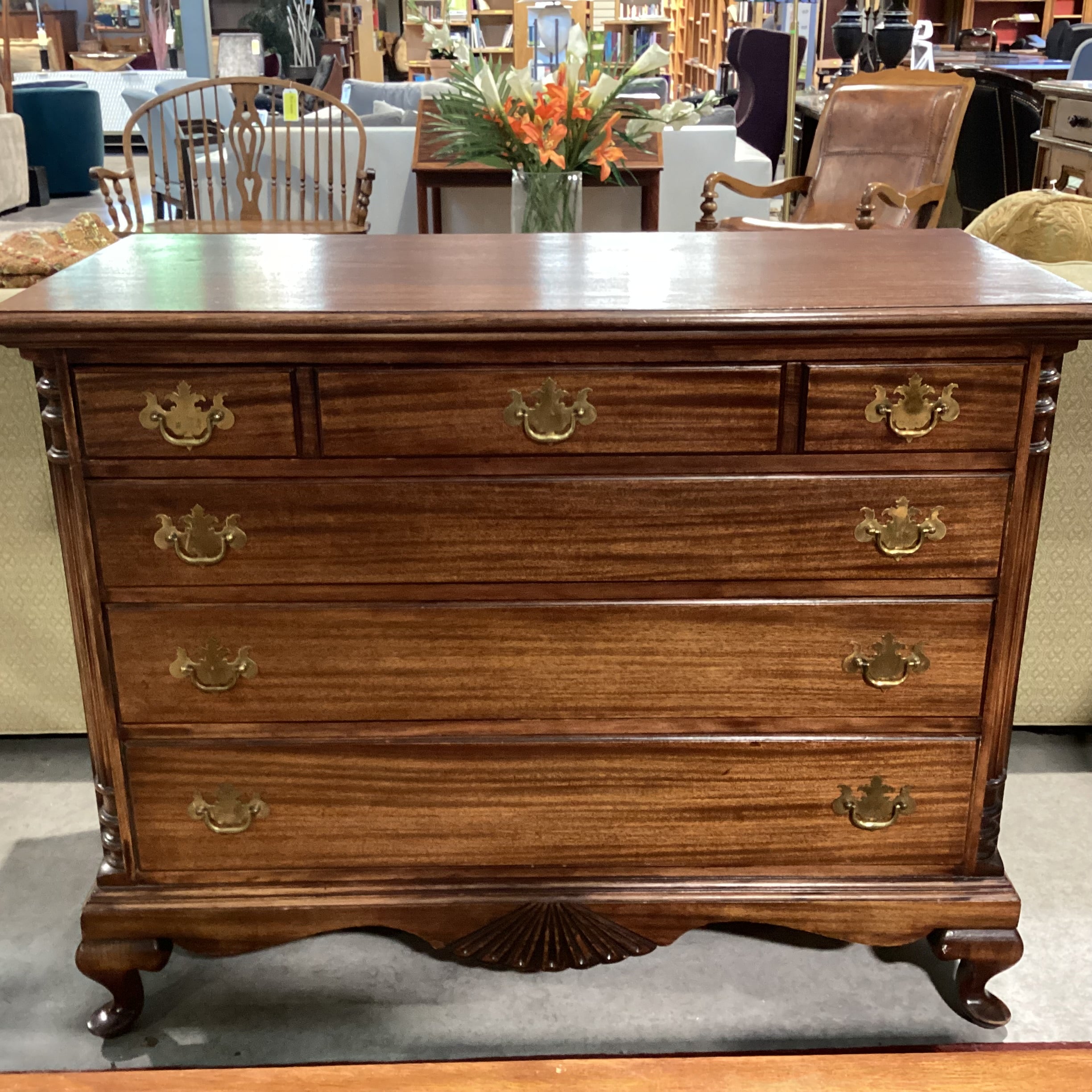 Antique Finished Mahogany 4 Drawer Chest 45"x 21"x 36"