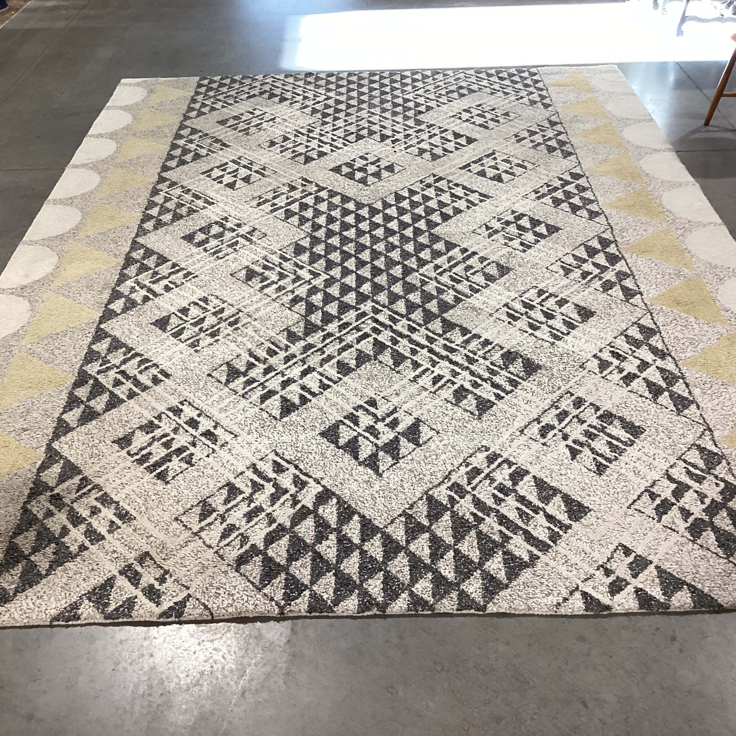 Cream Grey Light Yellow Wool Rug 8'10"x 12'