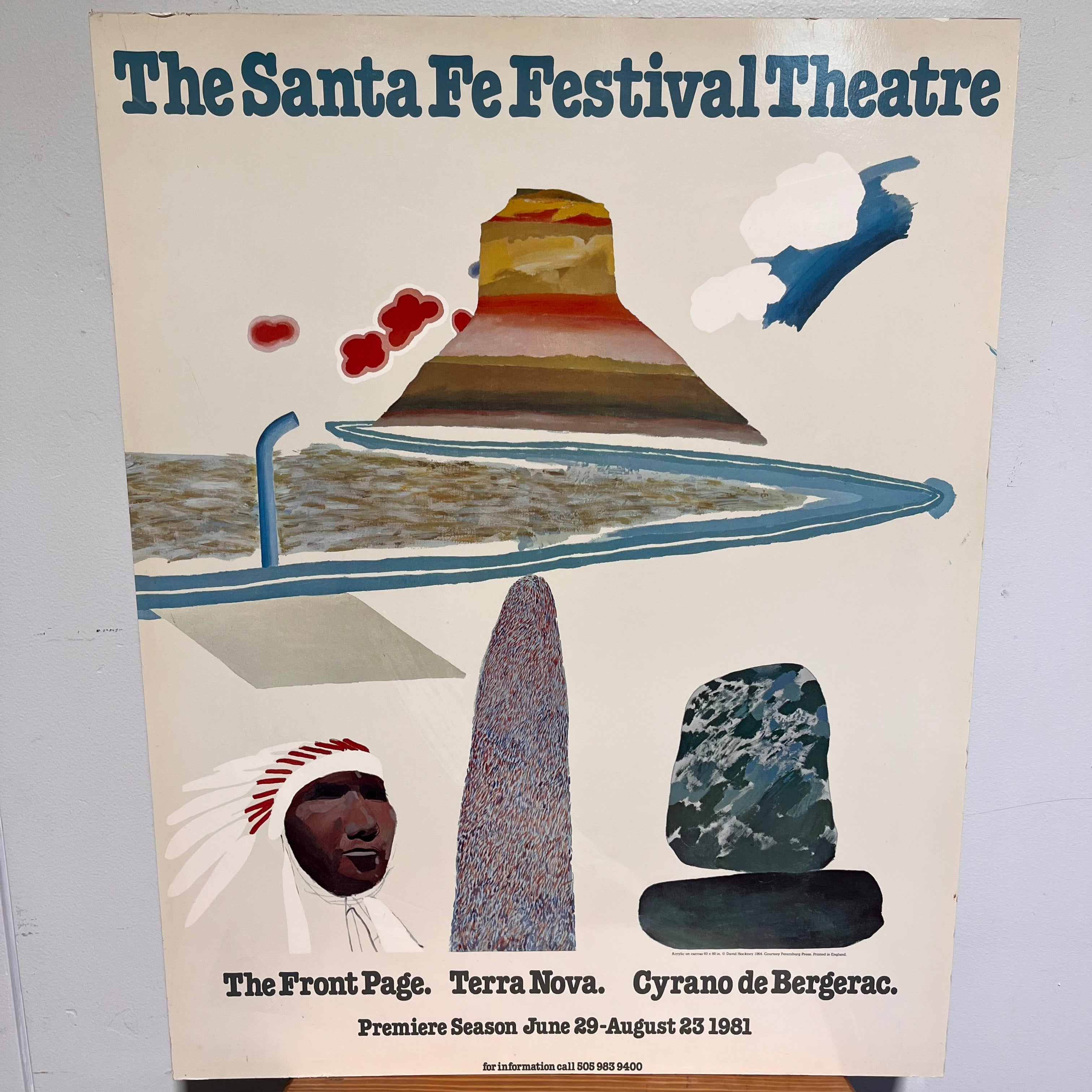 The Santa Fe Festival Theatre 1981 Poster by David Hockney 24"x 30.75" x1"