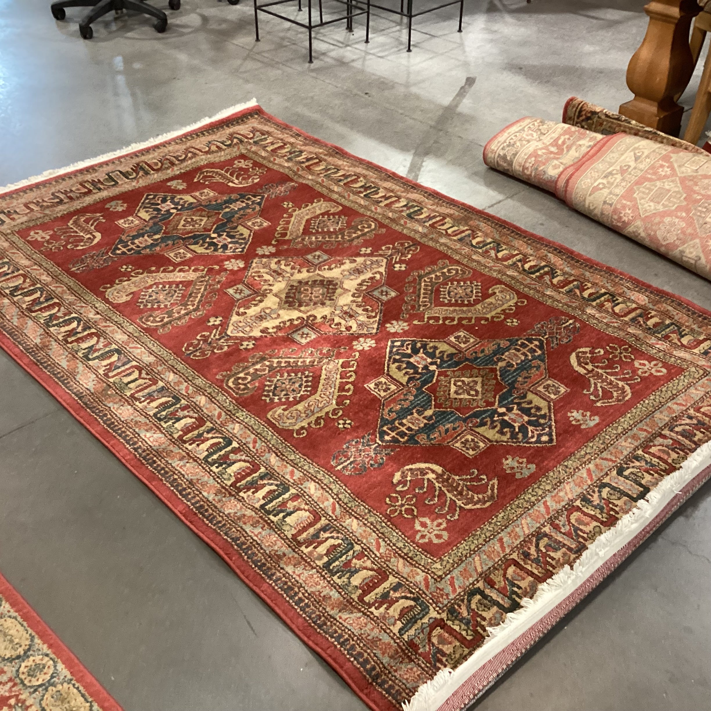 Unique Loom Serapi Collection Red Gold Blue Poly Rug 5'x 8'