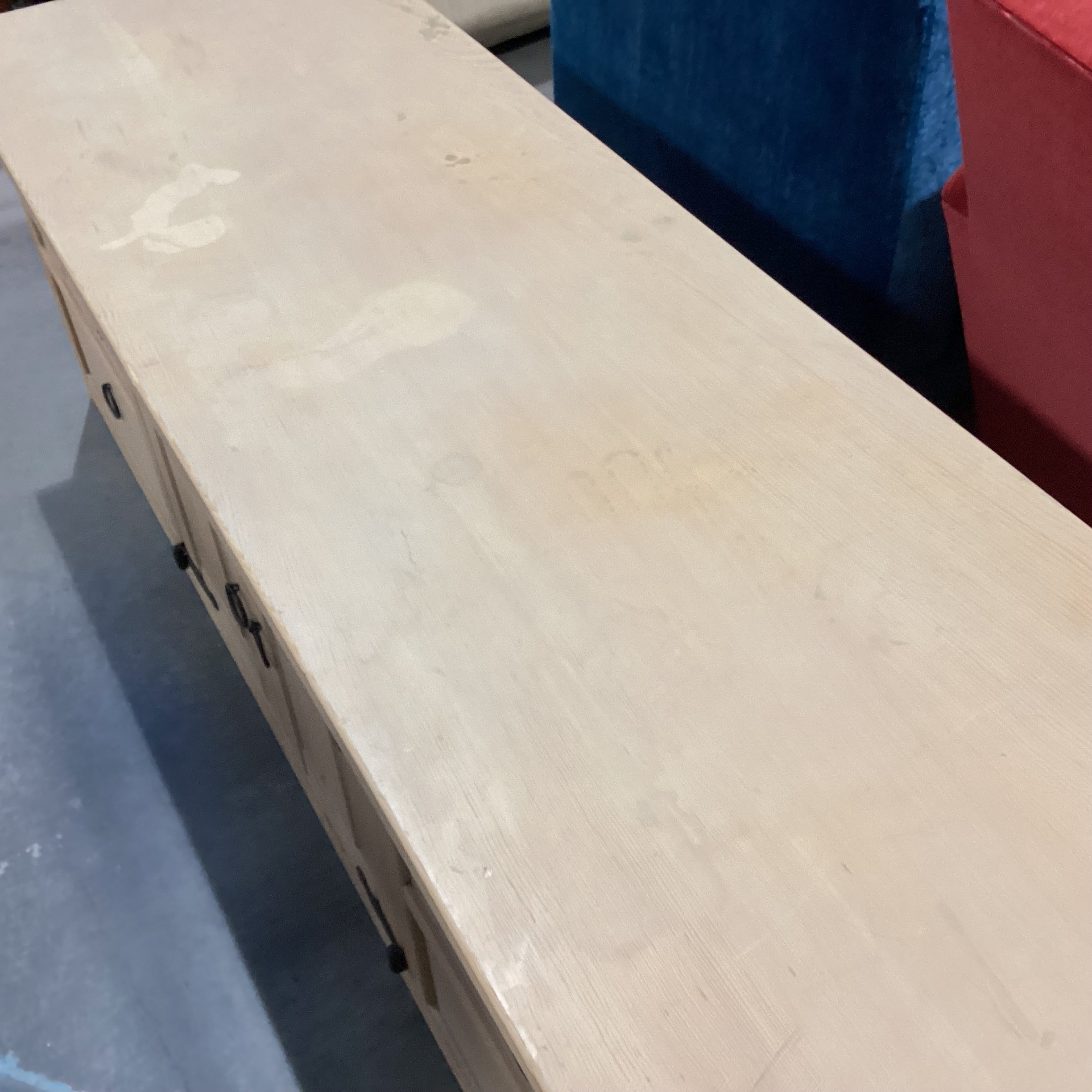 Southwest Washed Natural Wood with Iron Accent 4 Drawer 2 Door Console Credenza 75"x 24"x 25"