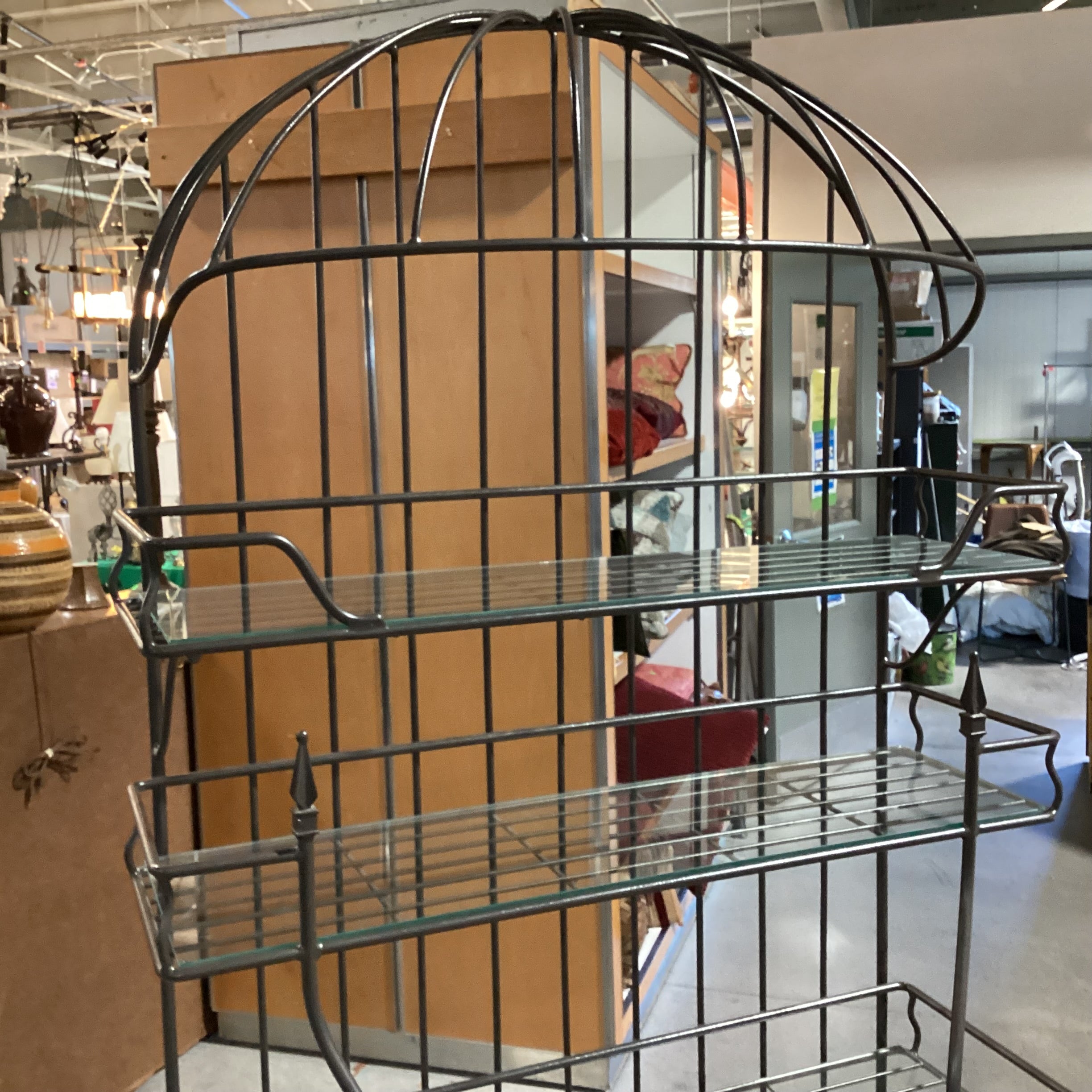 Iron with Dome Top & Glass Bakers & Wine Rack Shelves 44"x 18"x 83"