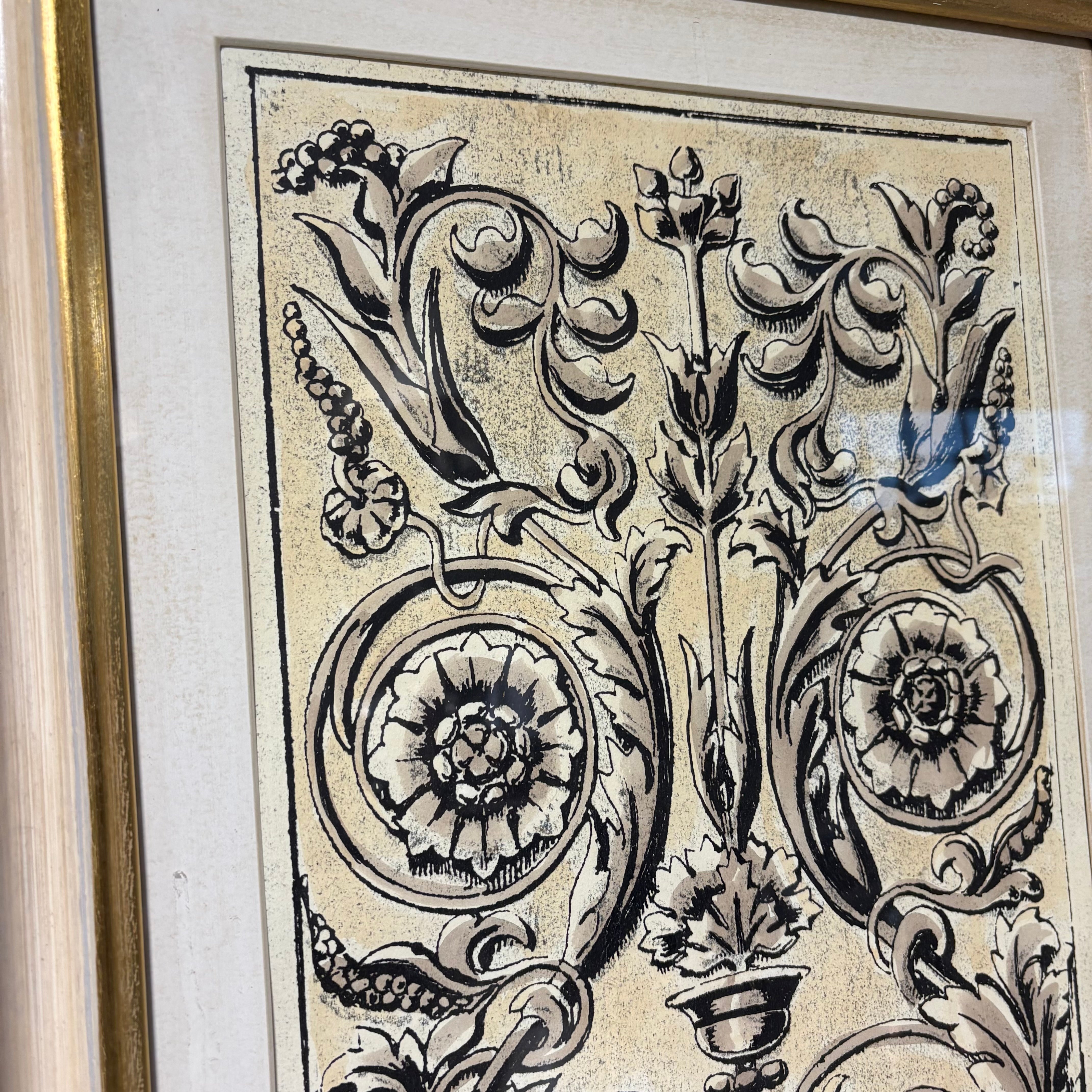 Renaissance Panel II with Gold and Cream Wood Frame Print Wall Decor 1 ...