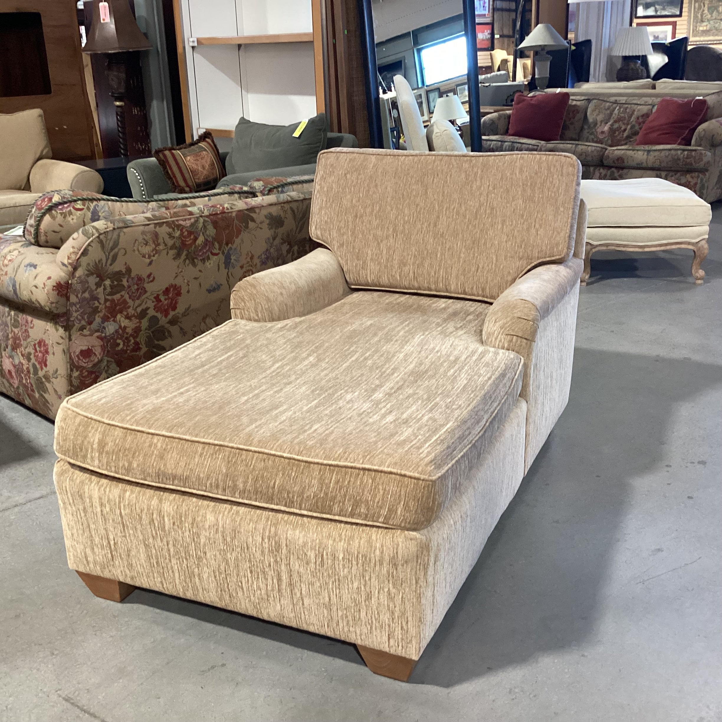 Tan Texture Woven Chenille Chaise Sofa 60"x 36"x 30"