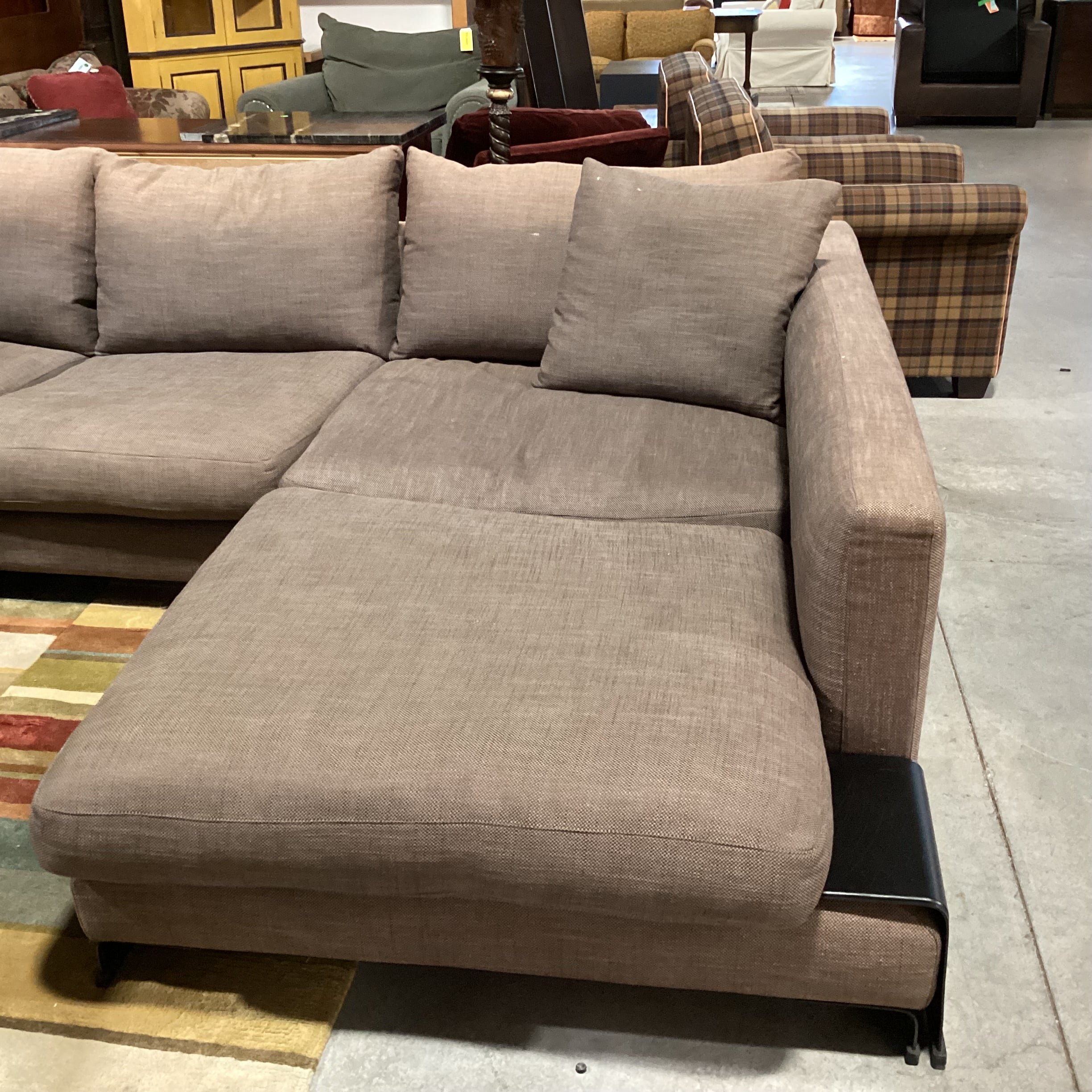 Camerich Brown Linen Down Mix Modern 2 Piece Sectional 113"x 89"x 44"x 25"