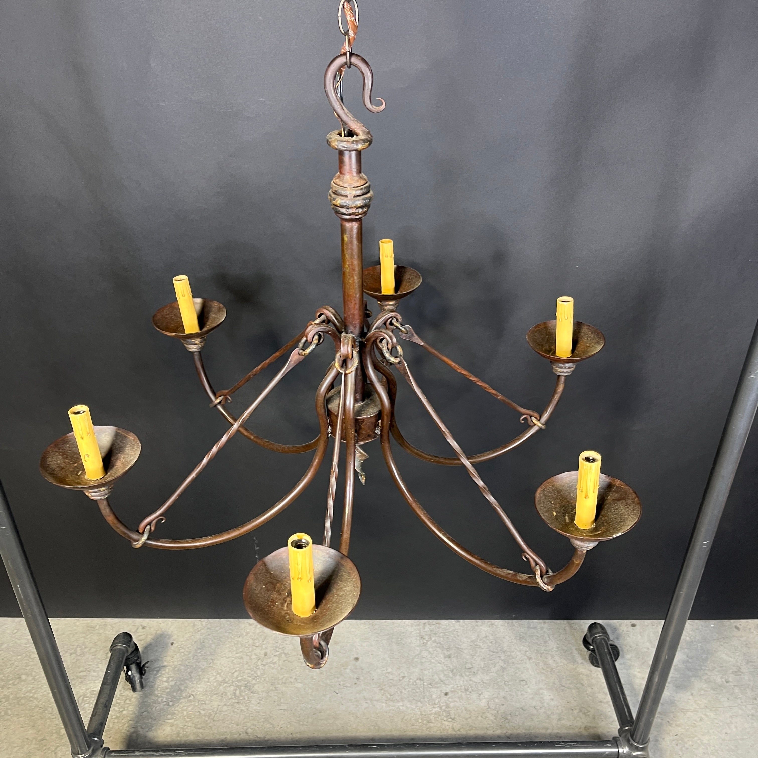 Revival Style 6-Light Rust Bronze Metal Candelabra Chandelier 31” Diameter x 45”