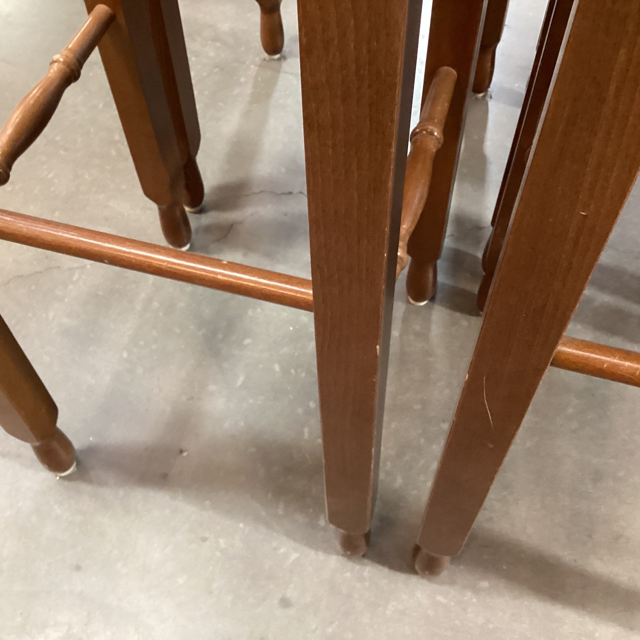 SET of 4 Carved Wood & Rush Seat Barstools 30"