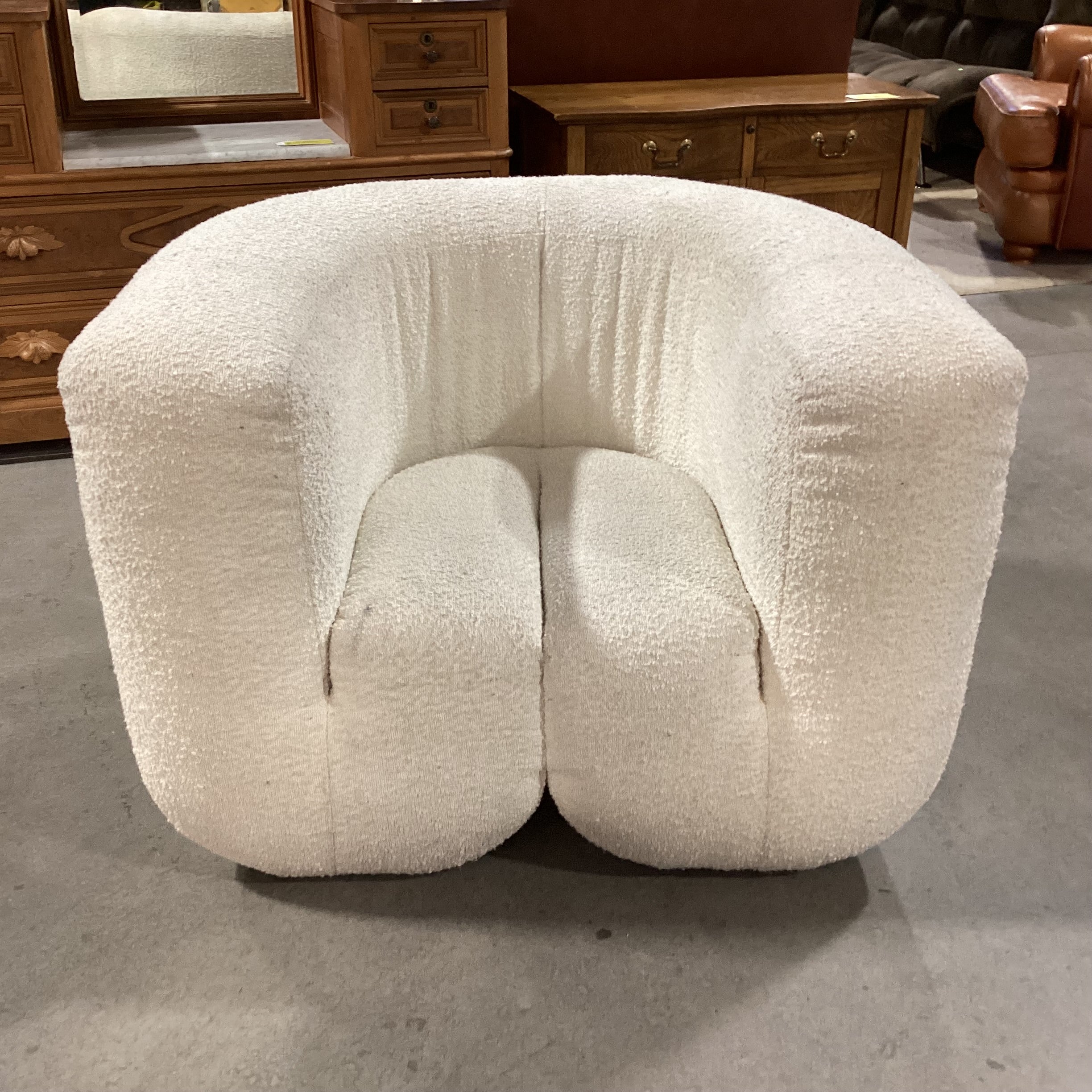 Contemporary Ivory Boucle Chair 41"x 34"x 29"