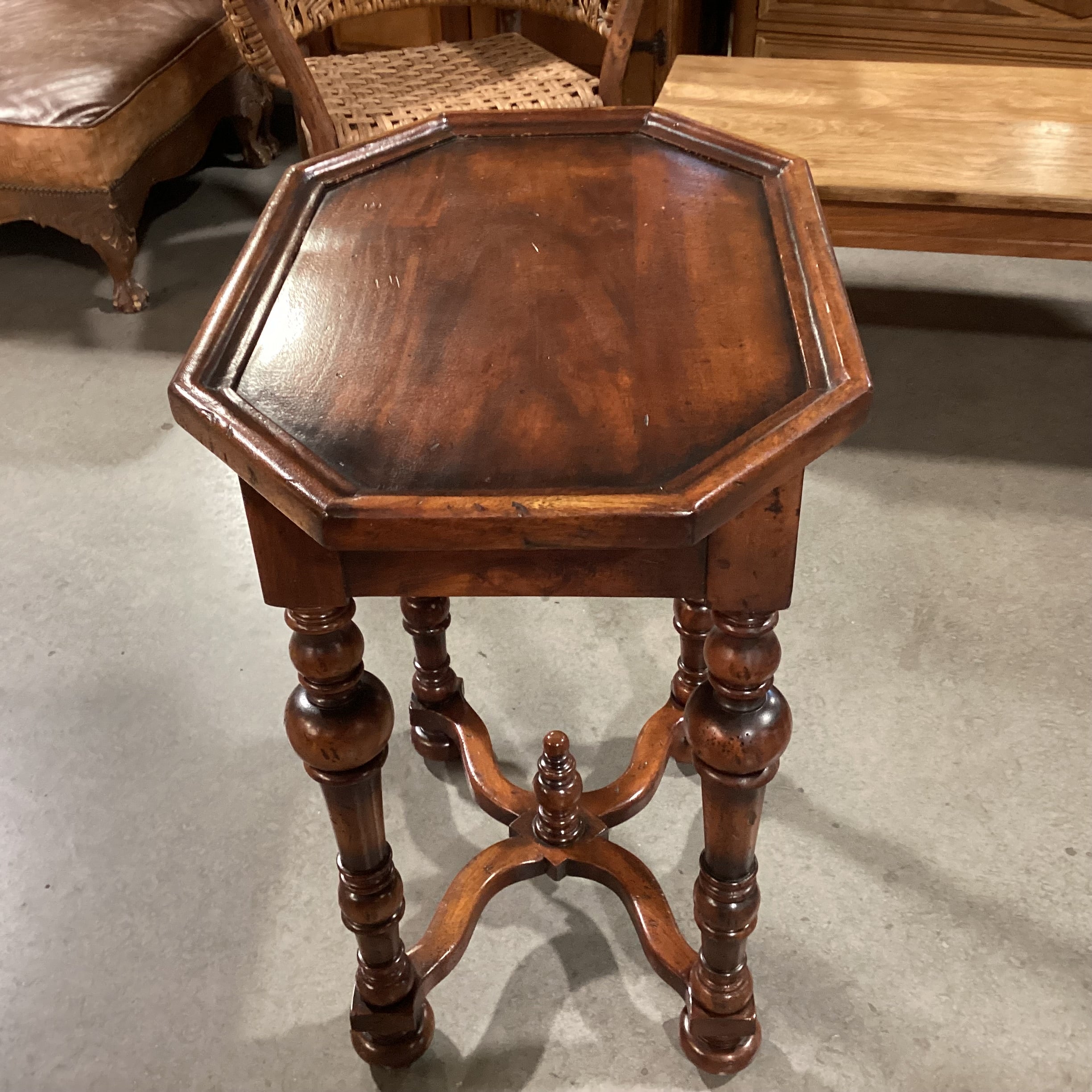 Ornate Carved Distressed Solid Wood 1 Drawer with Based Trestle Detail End Table 26"x 18"x 28.5"