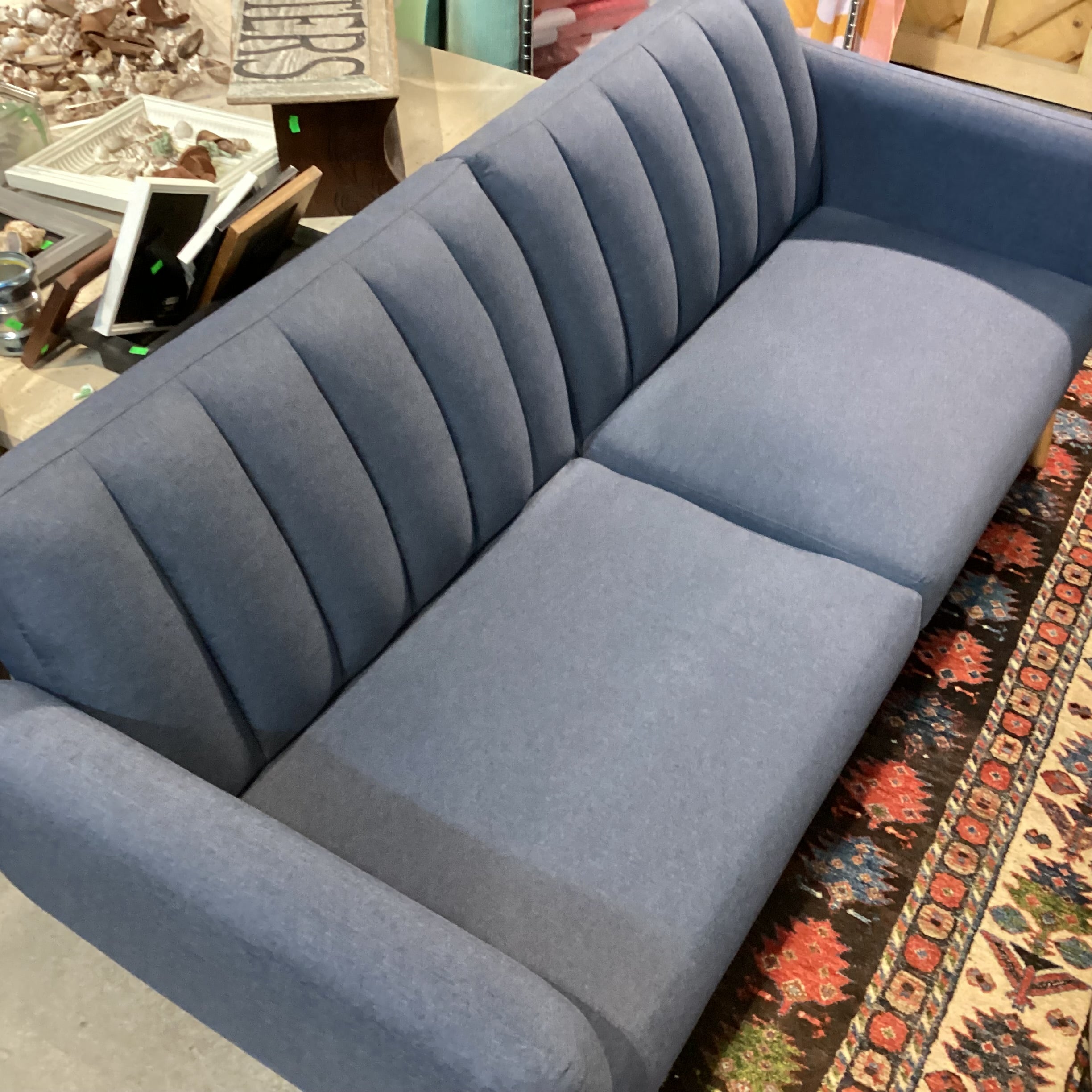 Dorel Home Navy Linen with Ribbed Back Fold Down Futon Sofa 80"x 31" to 44"x 31"