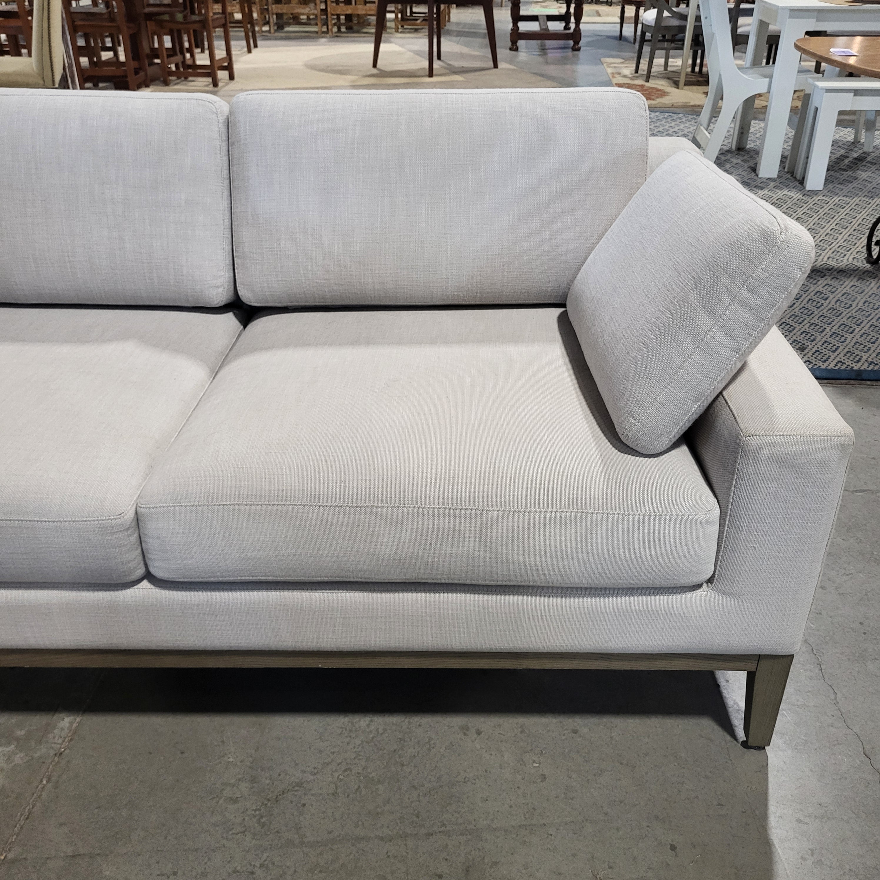 RH American Leather Furnture DoveGrey Linen & Grey Oak Base Sofa