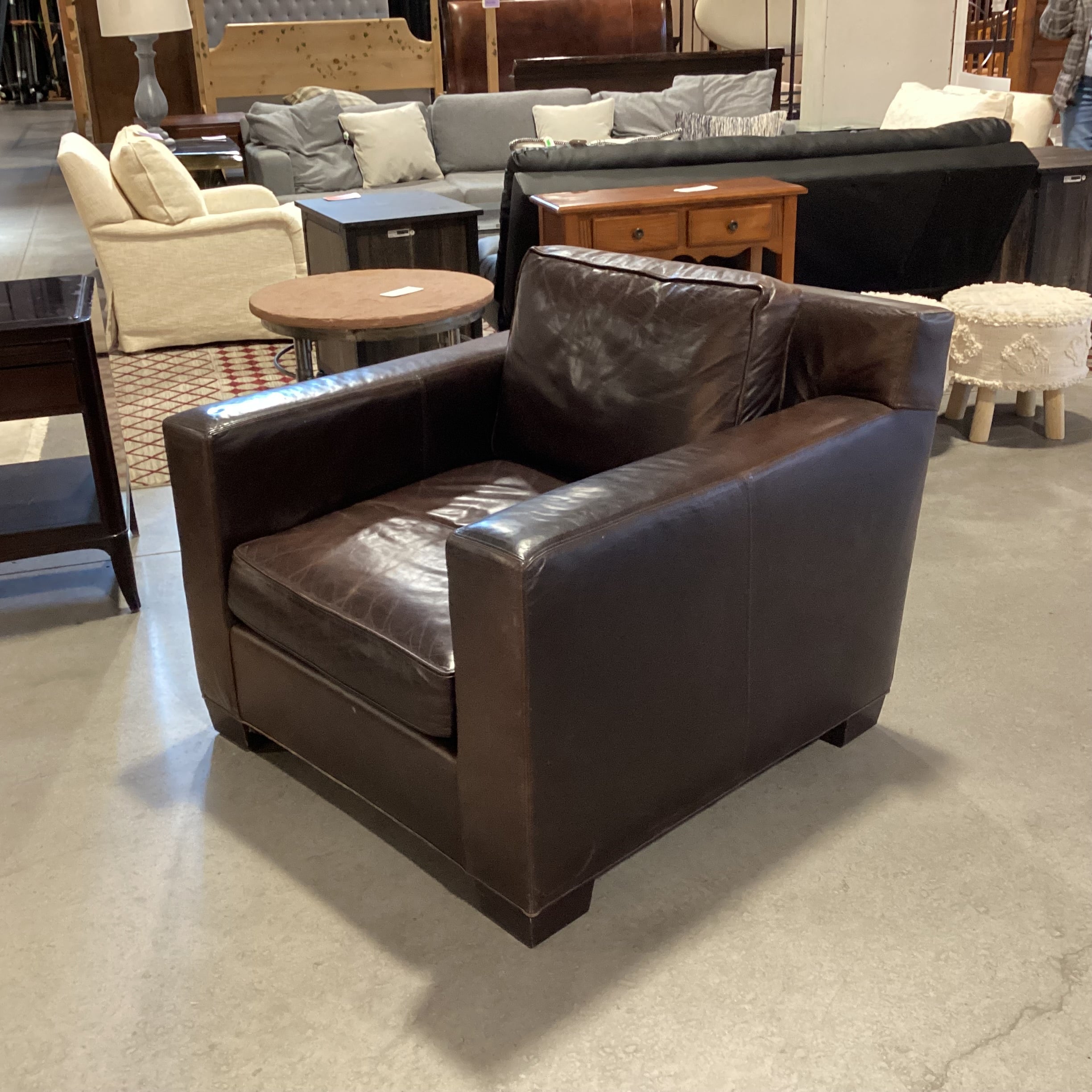 Ralph Lauren Distressed Leather Down Mix Track Arm Chair 38"x 40"x 31"