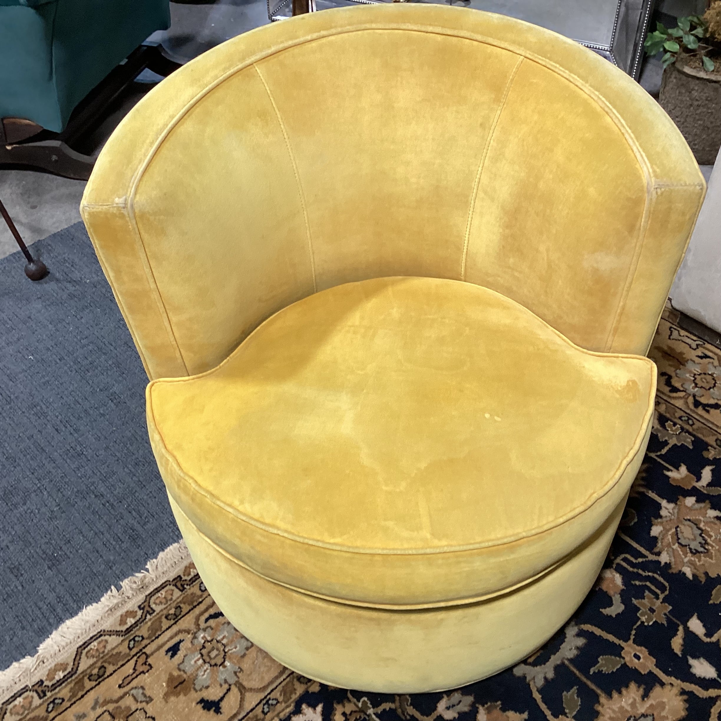Room & Board Gold Velvet with Accent Pillow Swivel Barrel Chair 32"x 30"x 30"